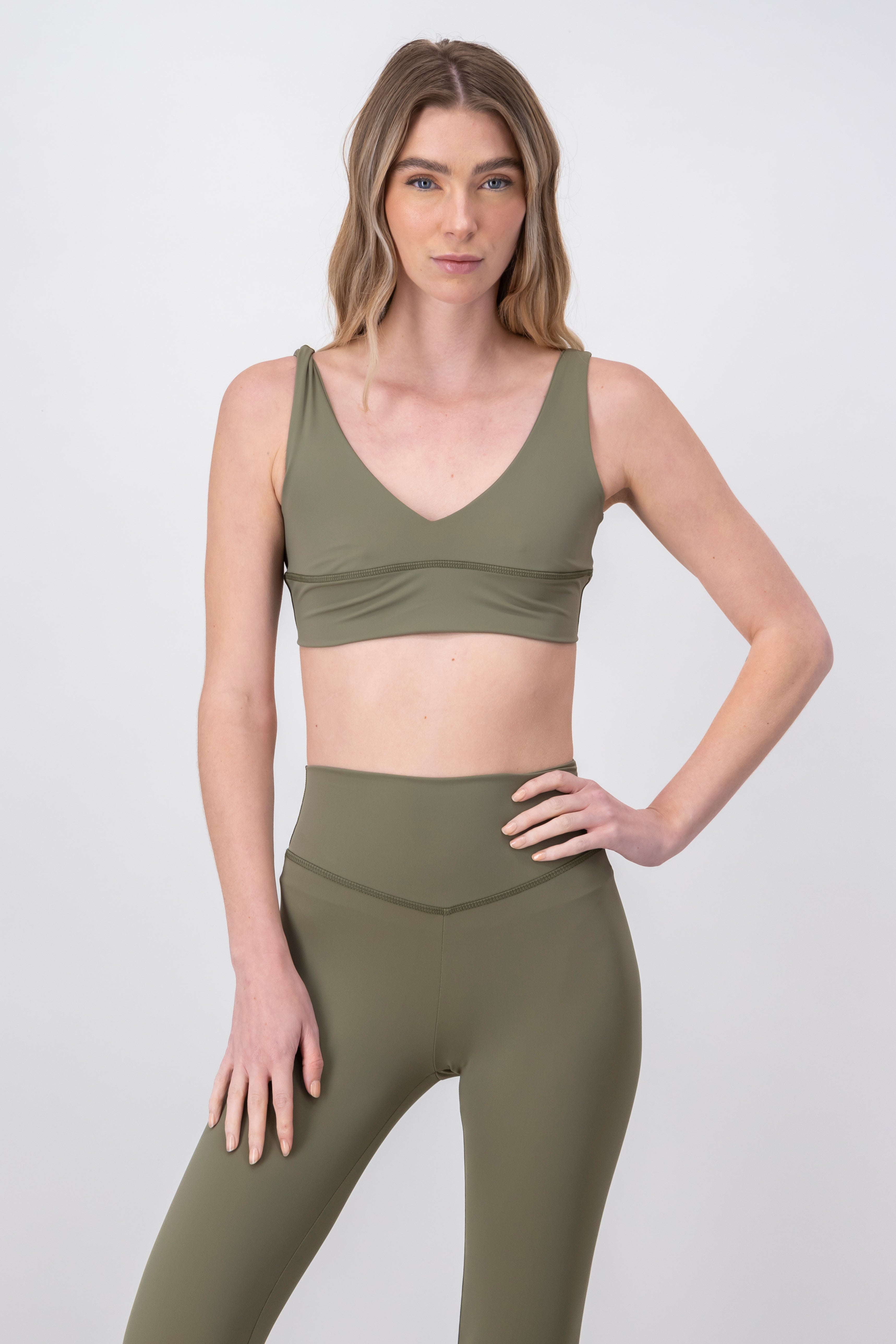 VNeck Sporty Bralette Top OLIVE