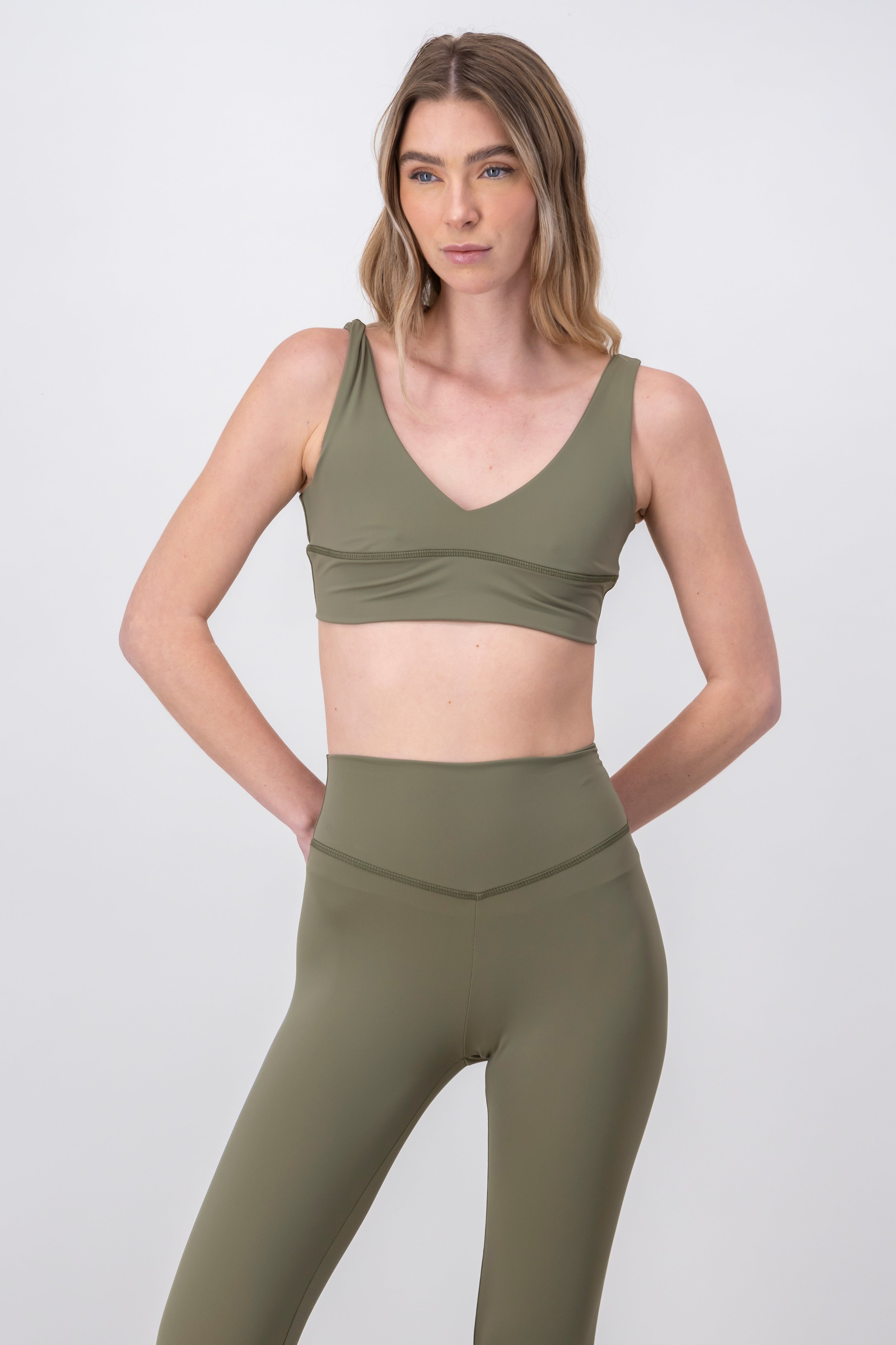 VNeck Sporty Bralette Top OLIVE