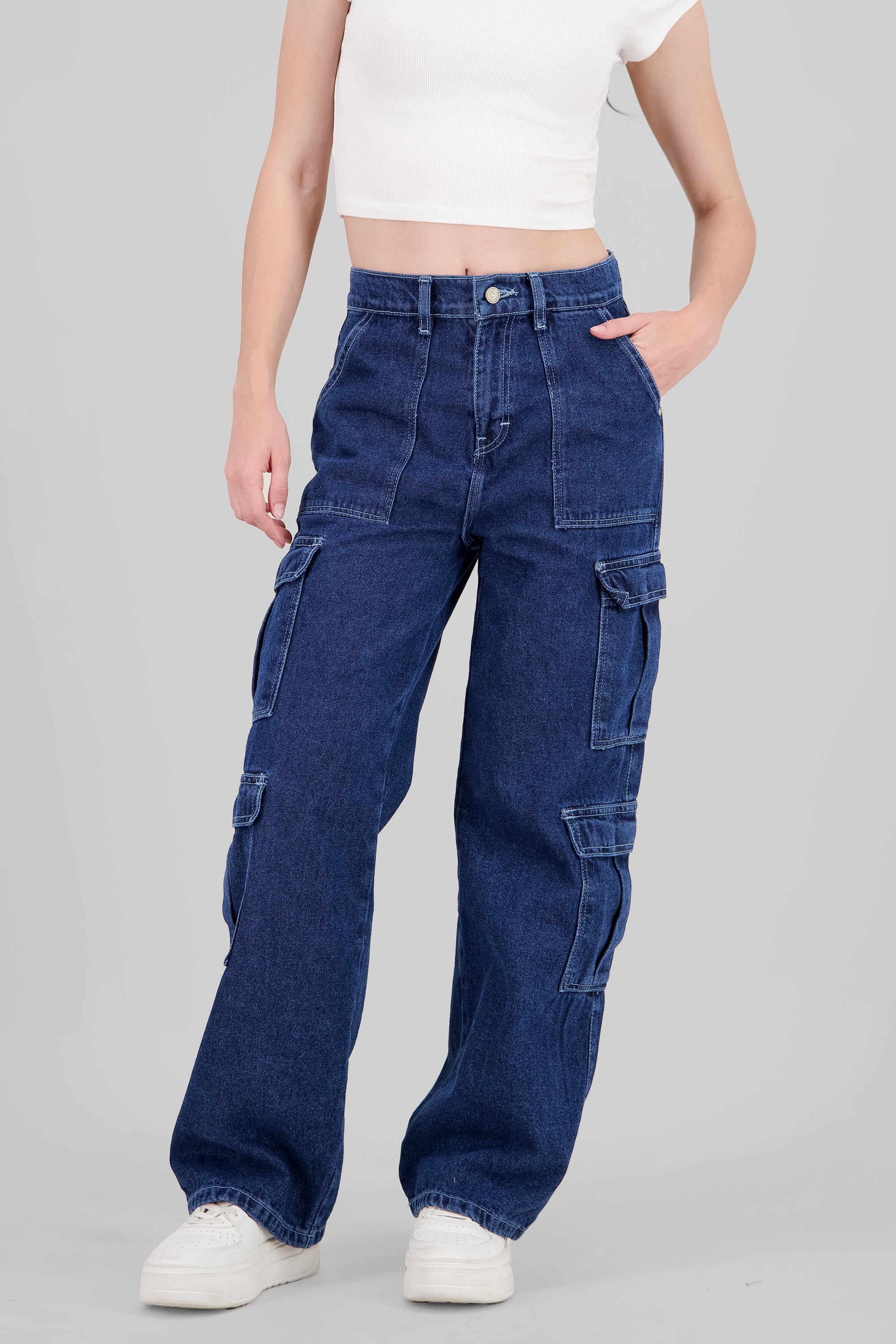 Cargo Jeans Flap Pockets DARK WASH