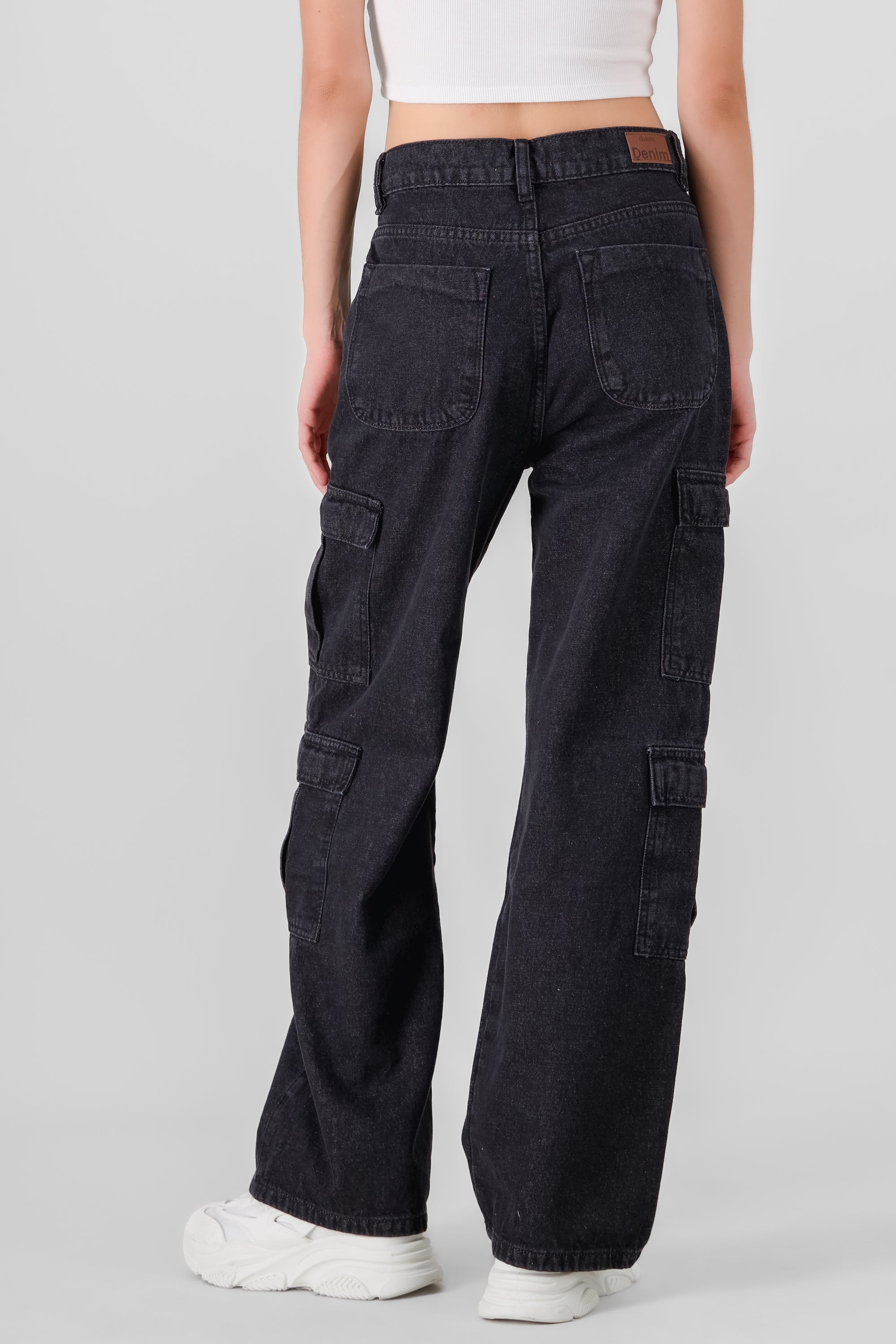 Cargo Jeans Flap Pockets BLACK