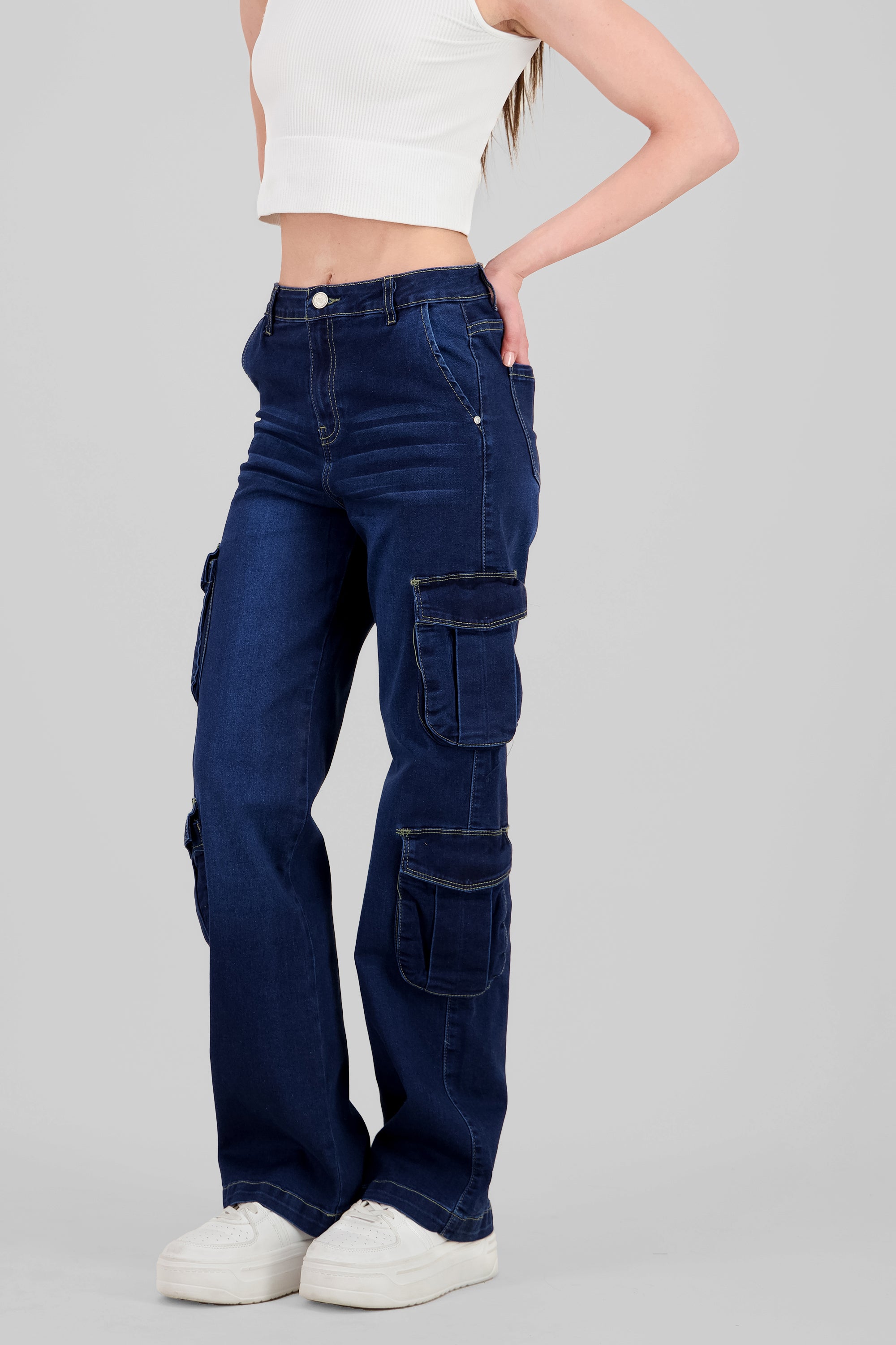 Flap Pocket Cargo Jeans DARK WASH