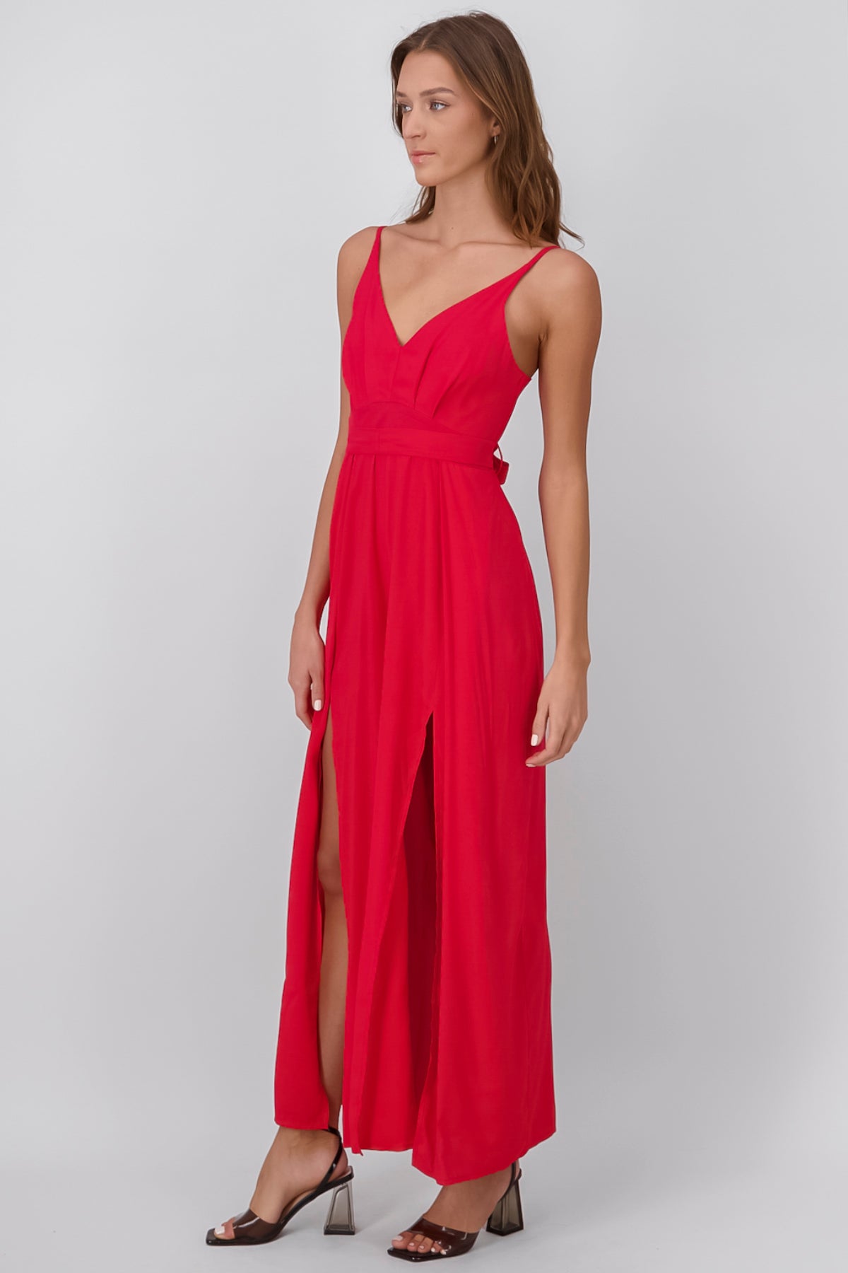 Side Slit Jumpsuit RED