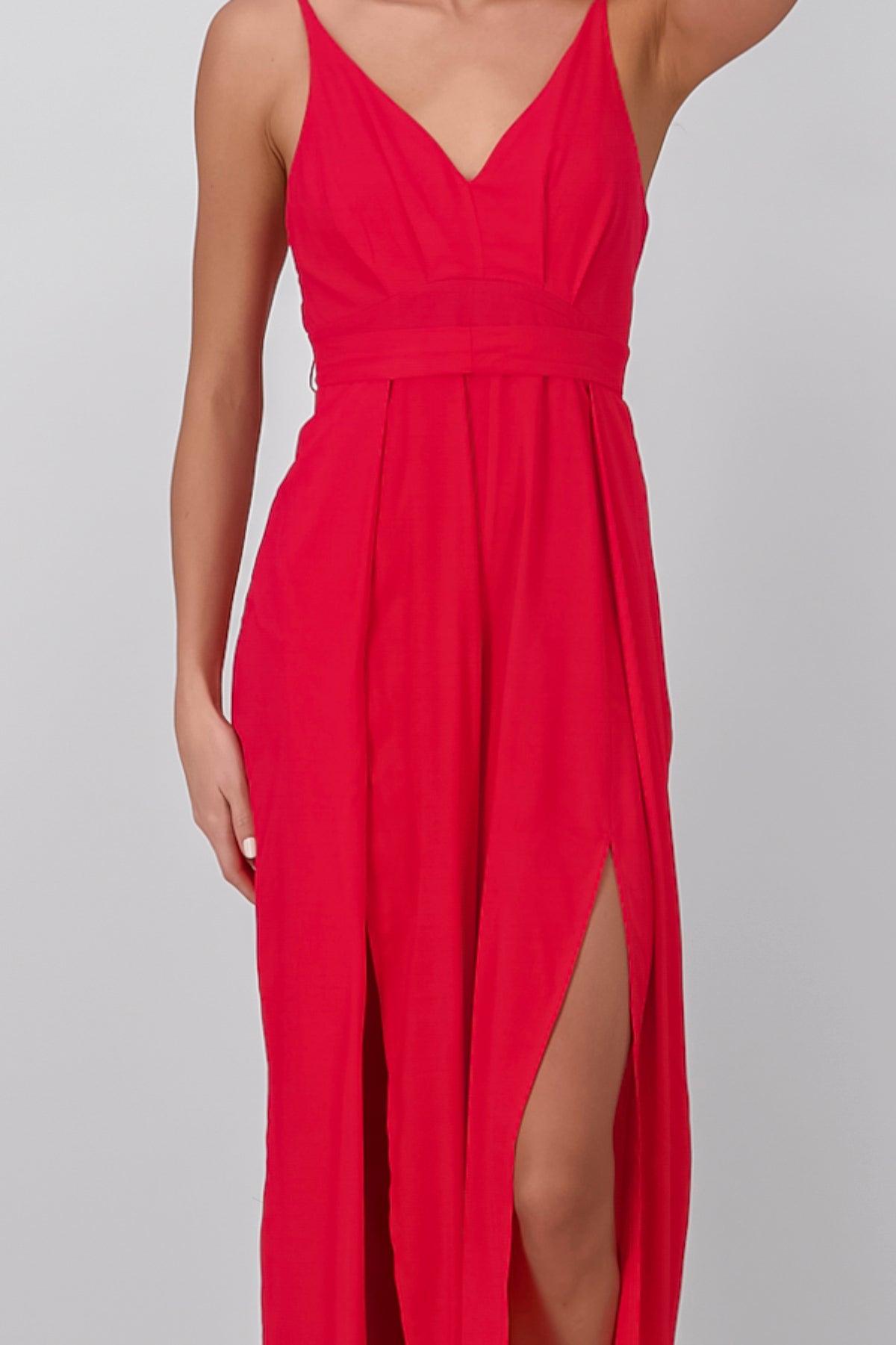 Side Slit Jumpsuit RED