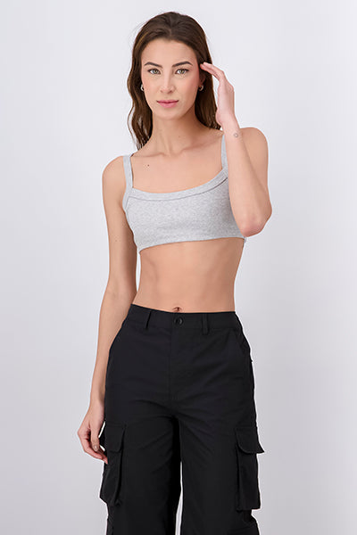 Basic Ribbed Bralette Crop Top GRAY