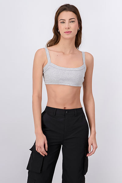 Basic Ribbed Bralette Crop Top GRAY