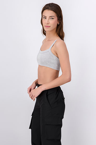 Basic Ribbed Bralette Crop Top GRAY