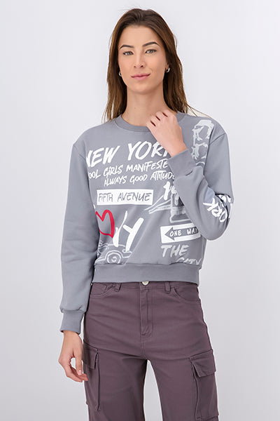 New York Graphic Print Sweatshirt DARK GRAY