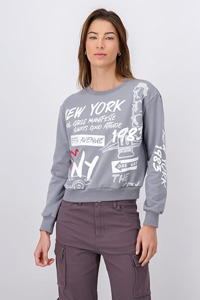 New York Graphic Print Sweatshirt DARK GRAY