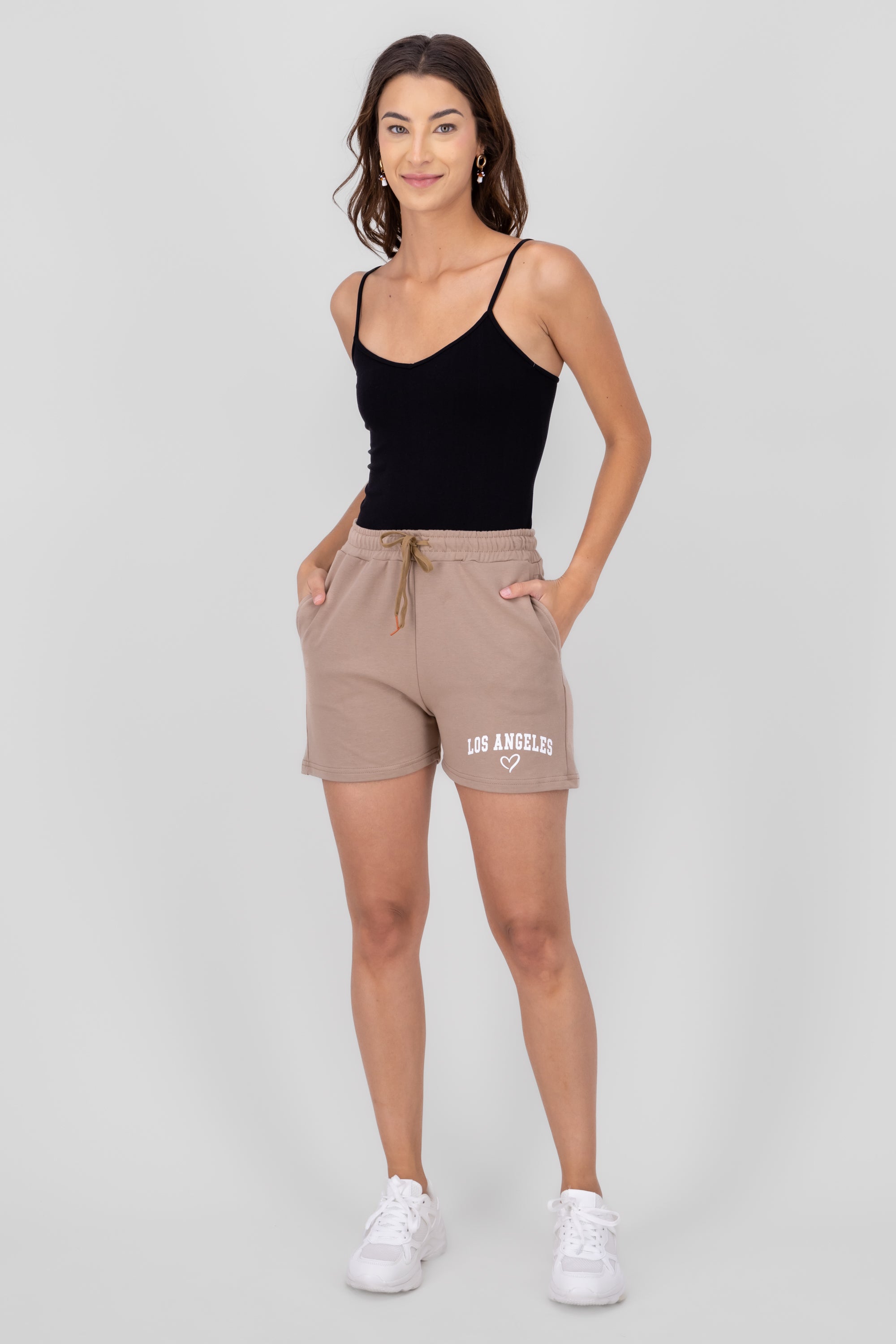 Los Angeles Printed Loungewear Shorts KHAKI