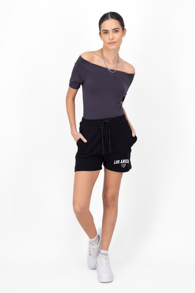 Los Angeles Printed Loungewear Shorts BLACK