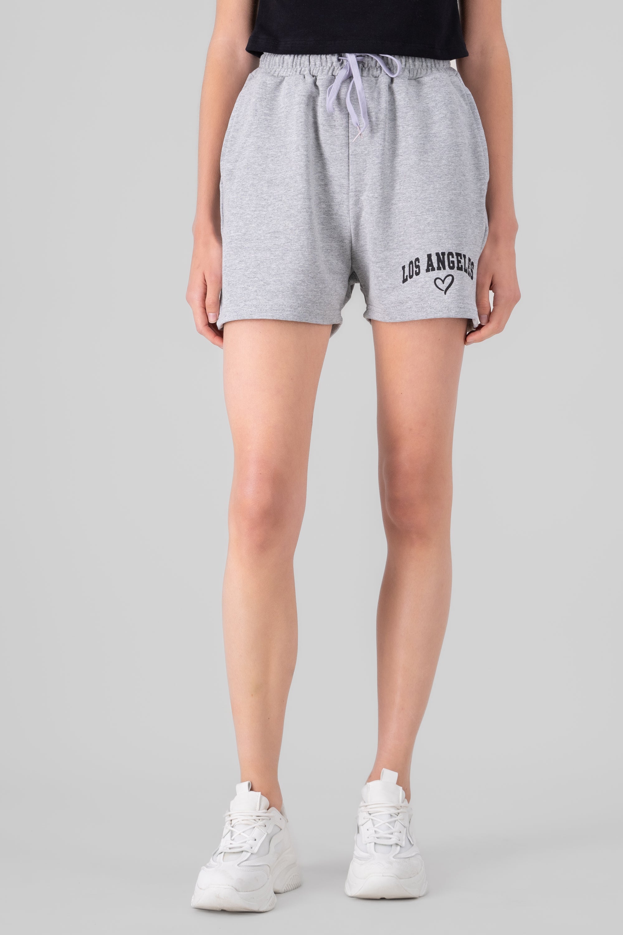 Los Angeles Printed Loungewear Shorts HEATHER GRAY