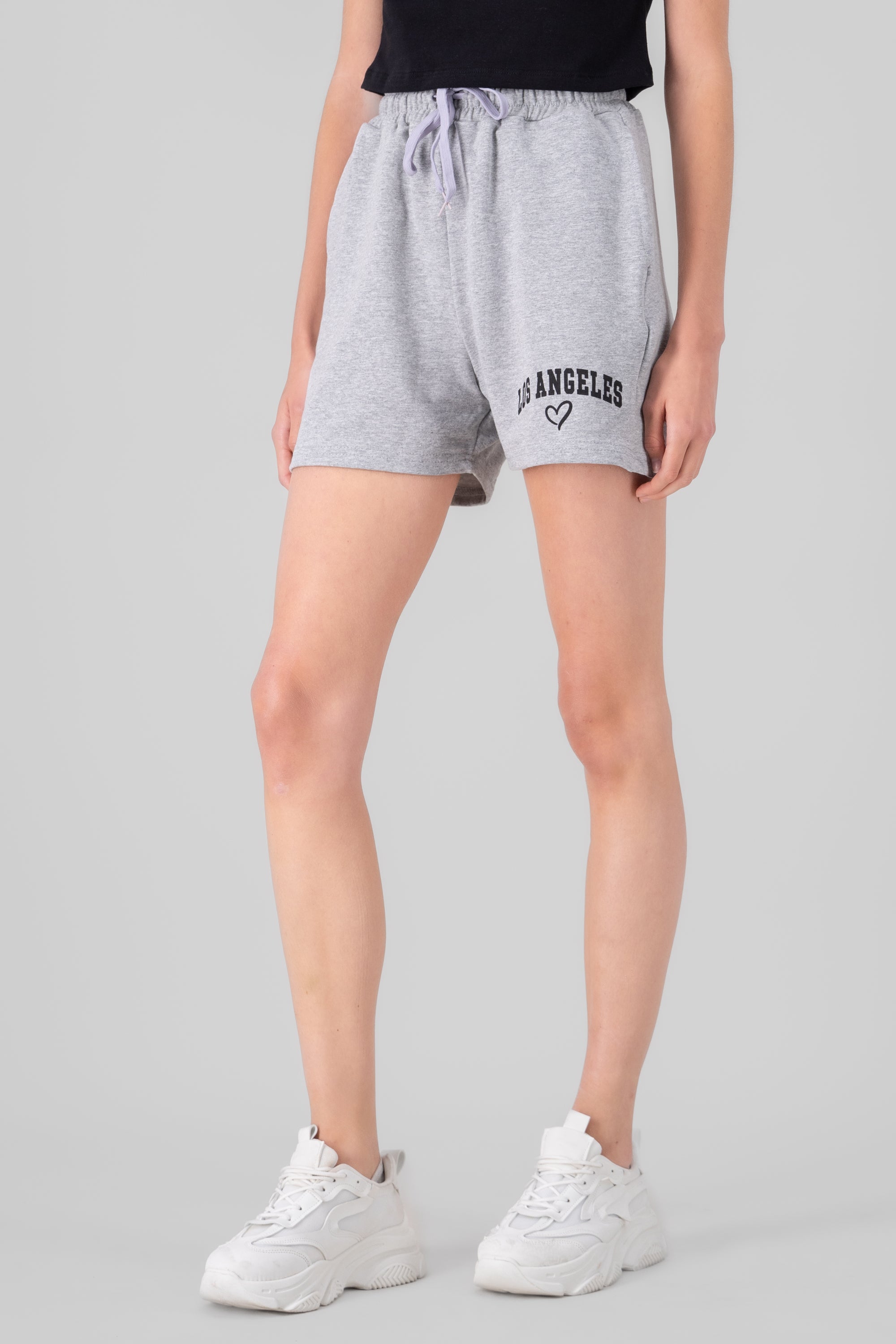 Los Angeles Printed Loungewear Shorts HEATHER GRAY