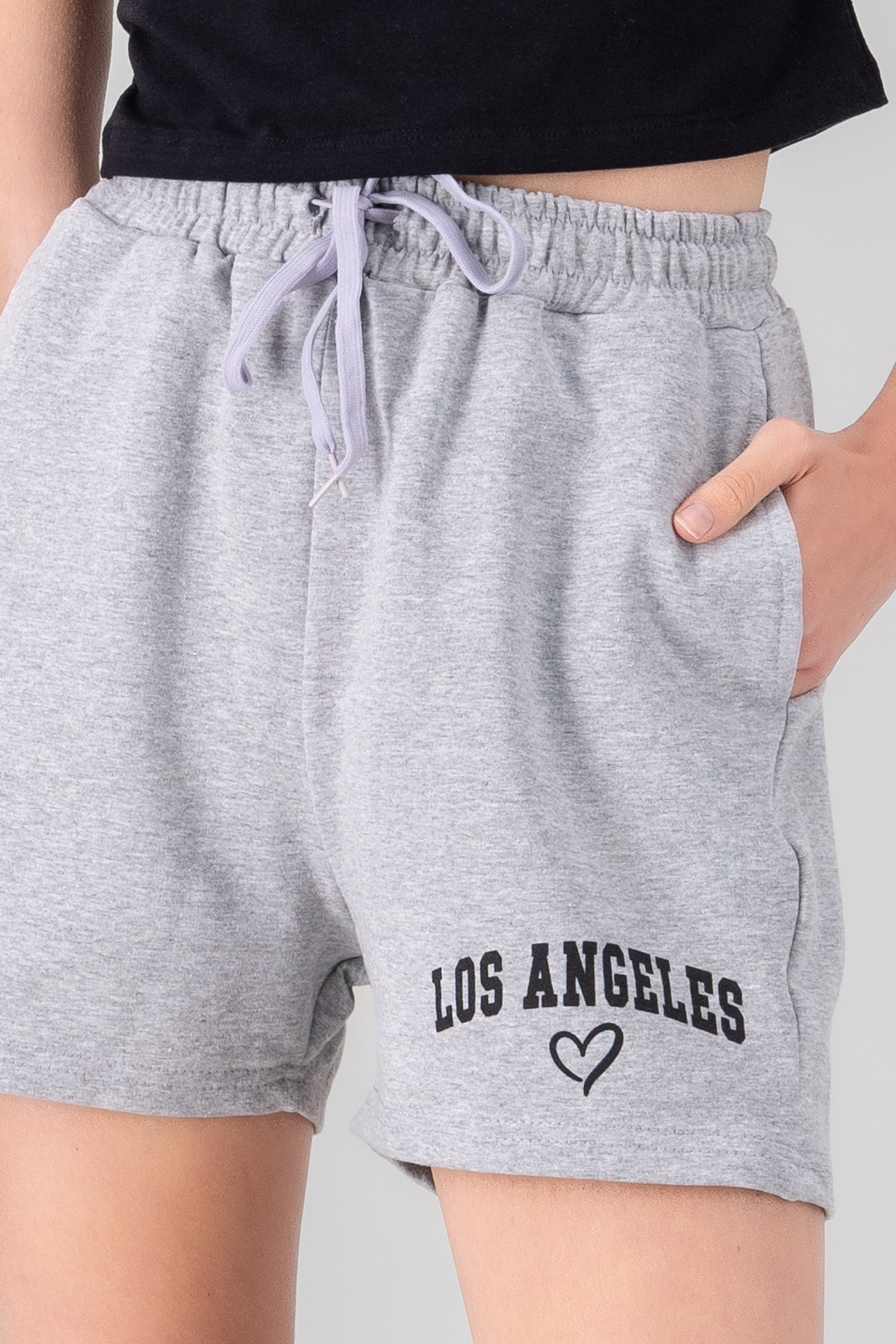 Los Angeles Printed Loungewear Shorts HEATHER GRAY