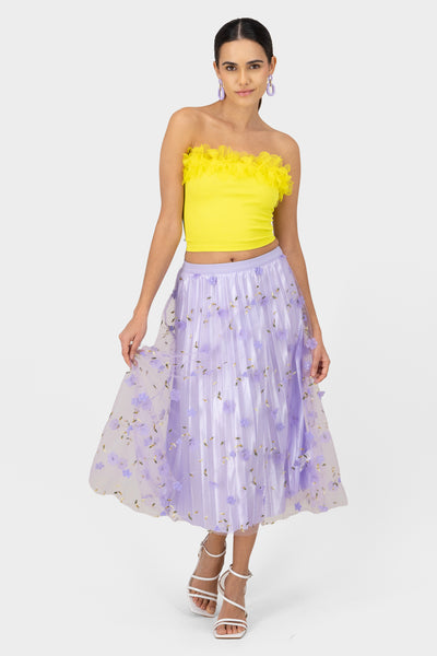 Floral Print Mesh Summer Midi Skirt PINK