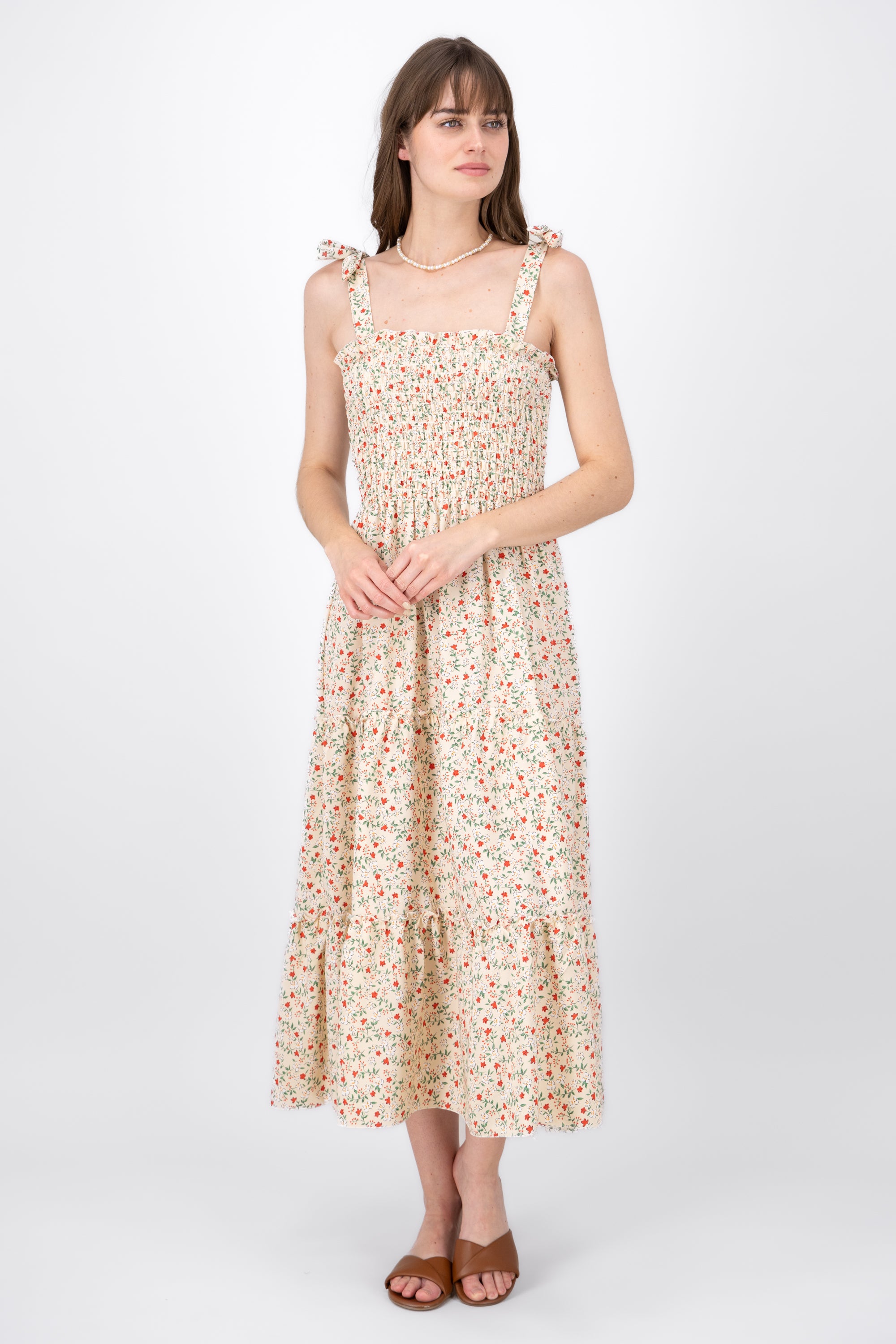 Floral Maxi Smock Dress WHITE COMBO