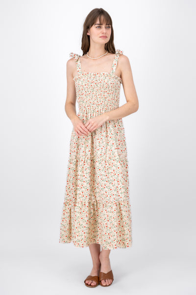 Floral Maxi Smock Dress WHITE COMBO