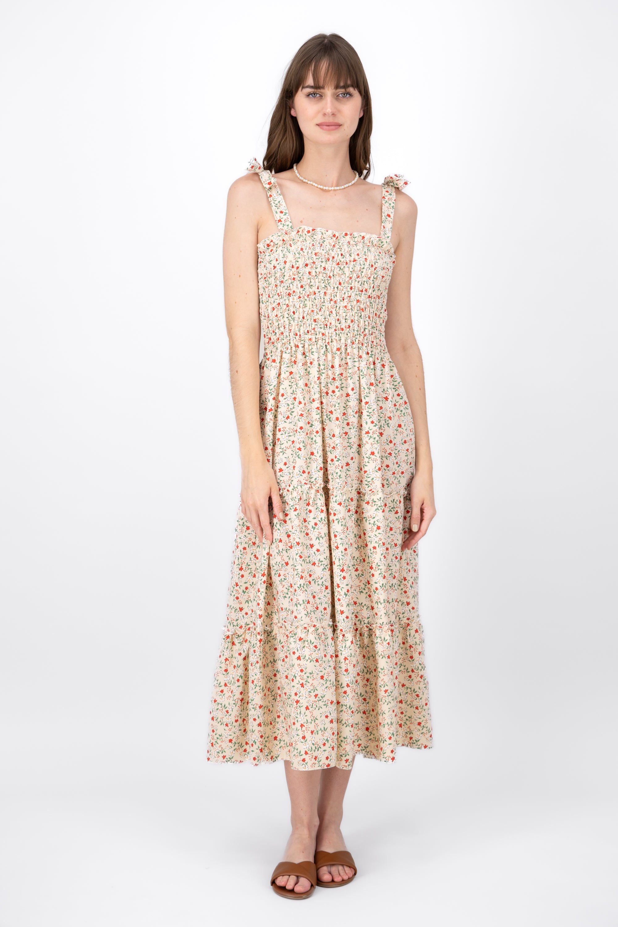 Floral Maxi Smock Dress WHITE COMBO