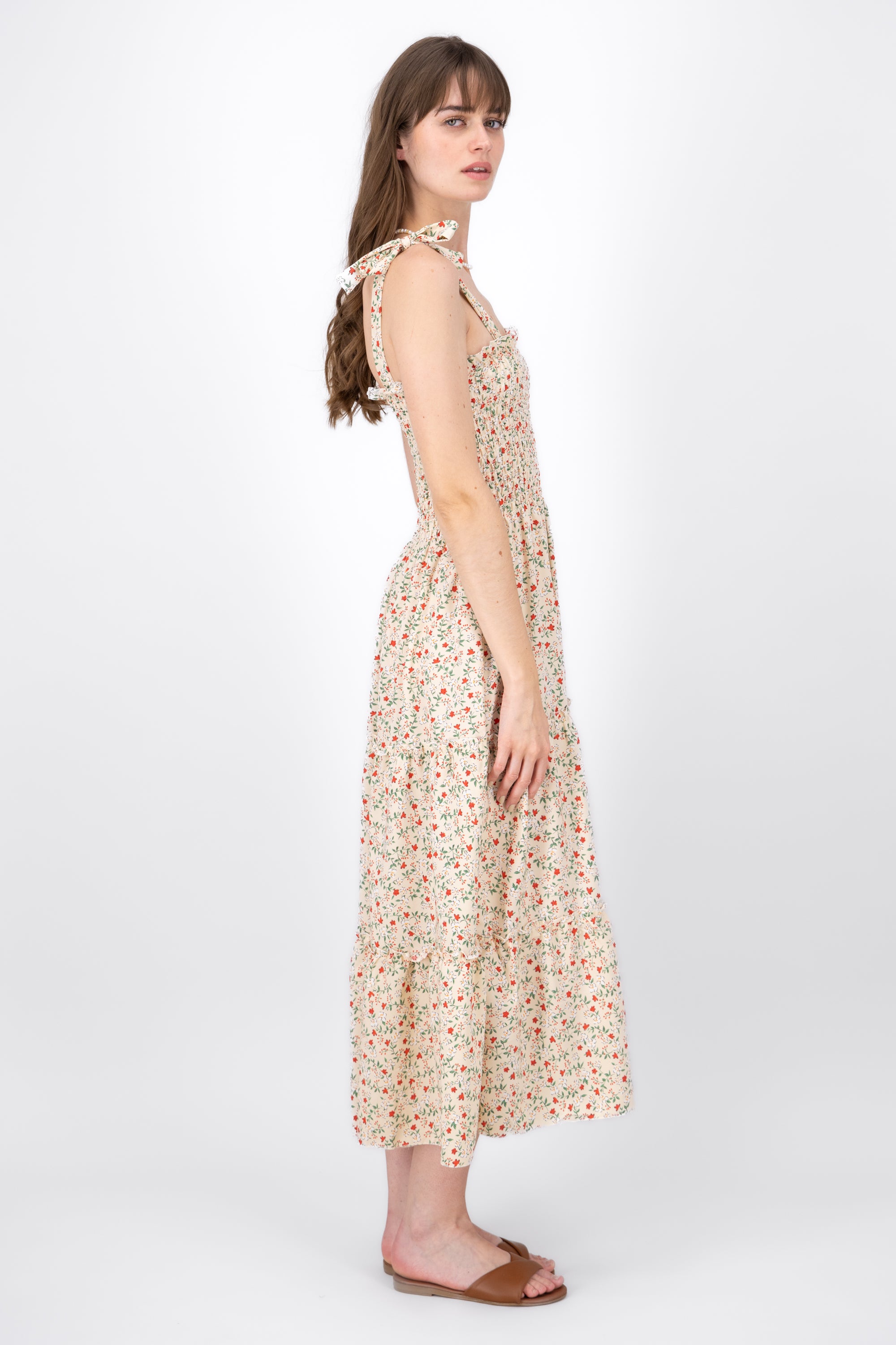 Floral Maxi Smock Dress WHITE COMBO