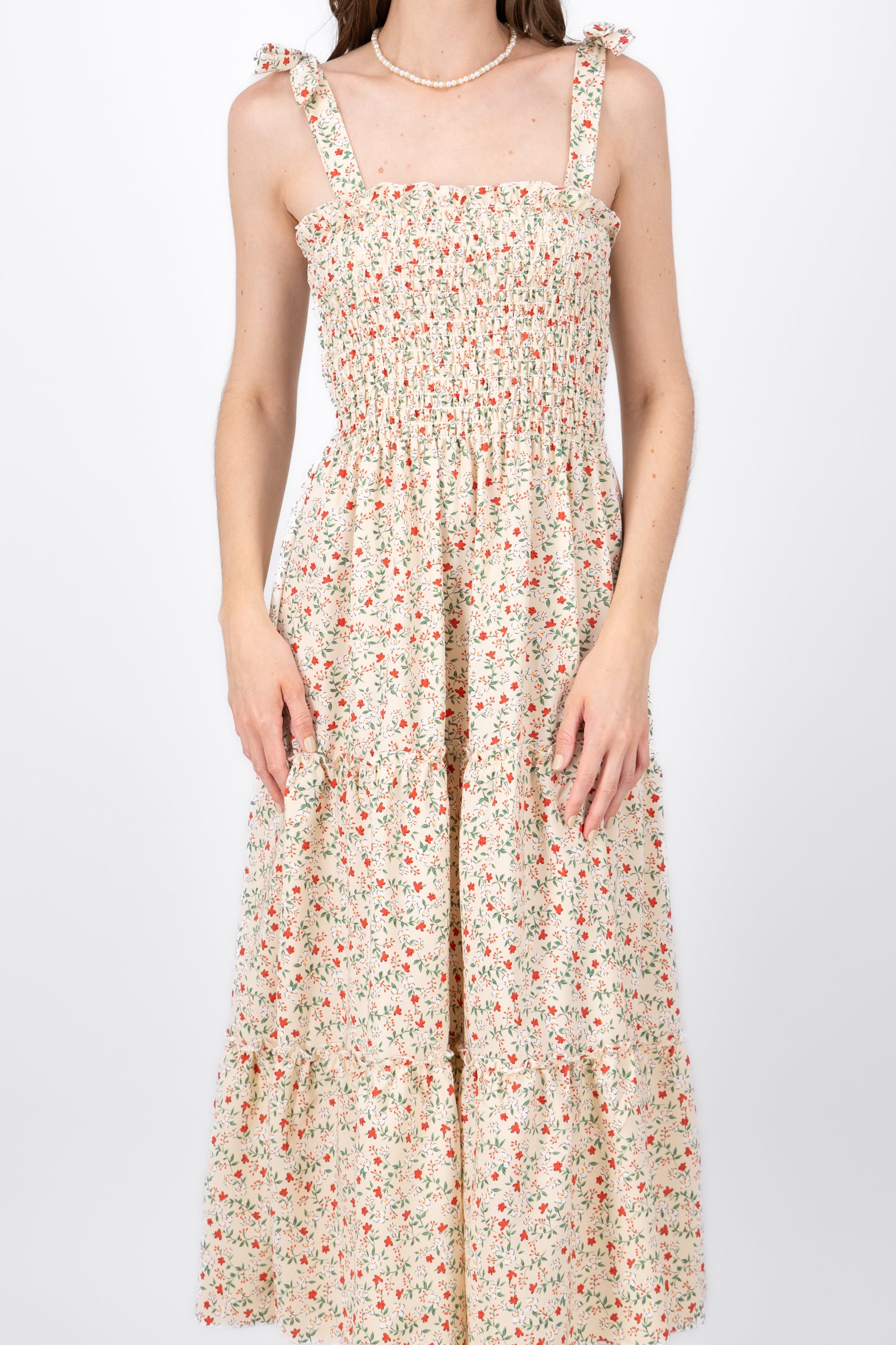 Floral Maxi Smock Dress WHITE COMBO