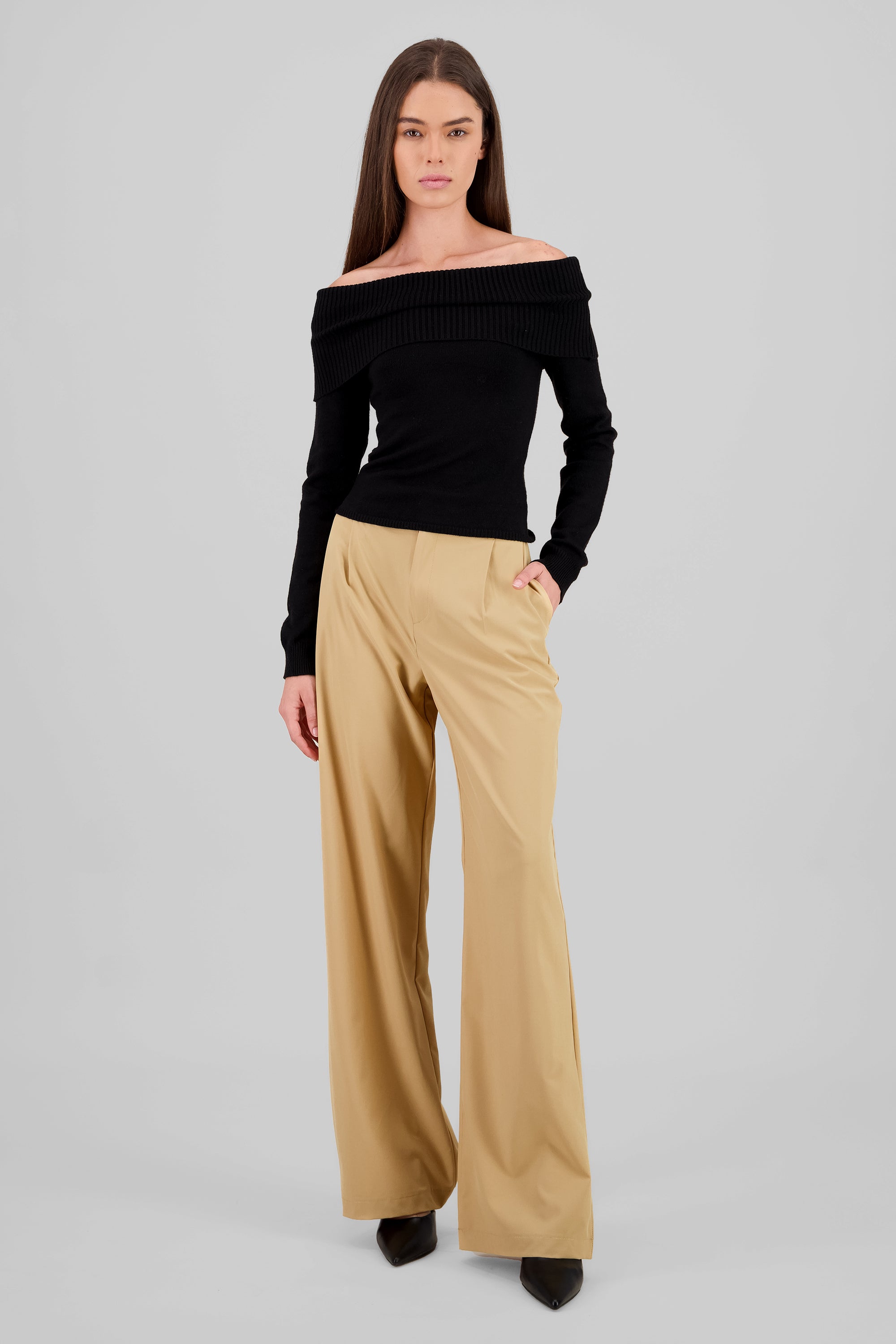 Basic Straight Leg Trousers BEIGE