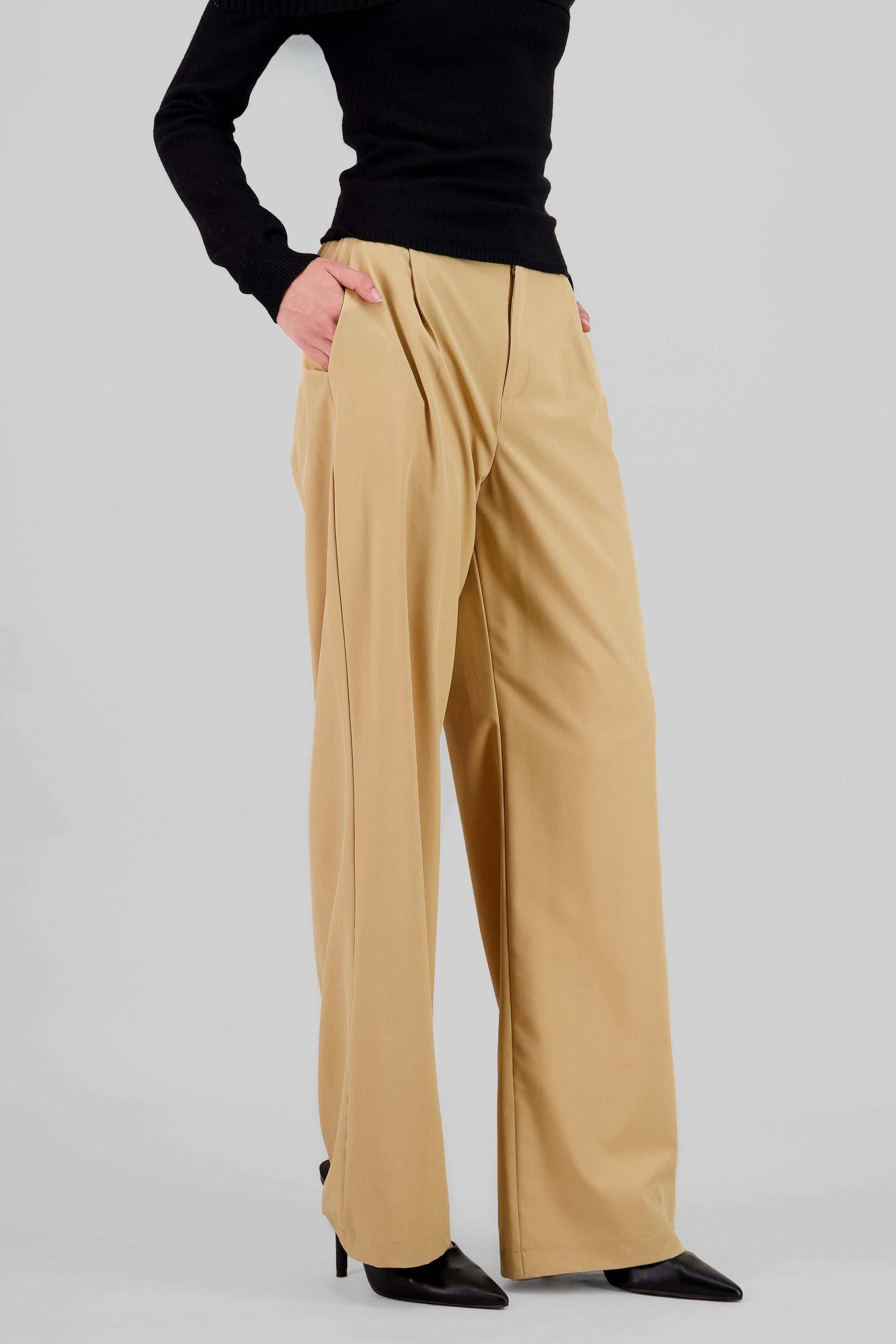 Basic Straight Leg Trousers BEIGE