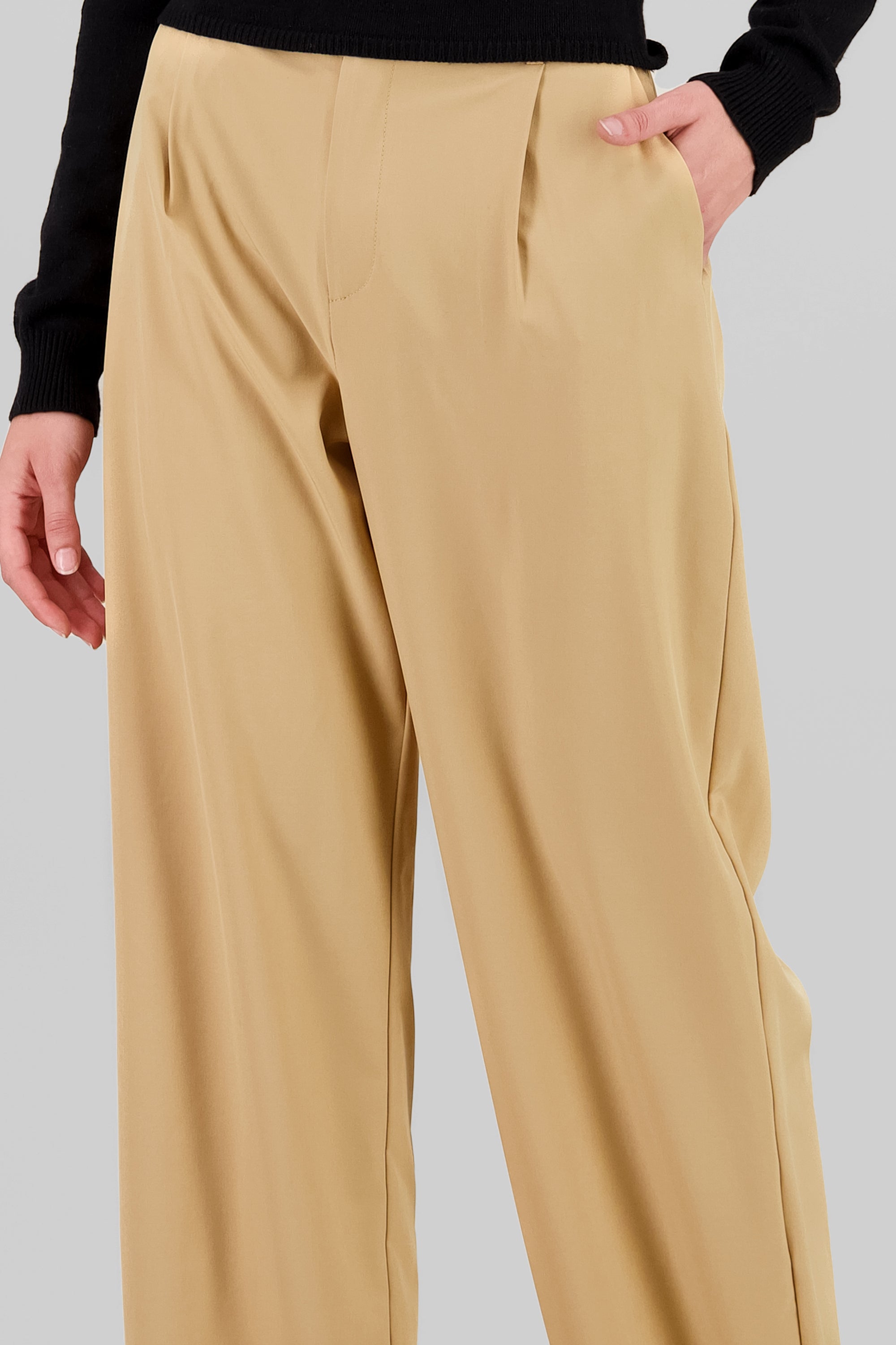 Basic Straight Leg Trousers BEIGE