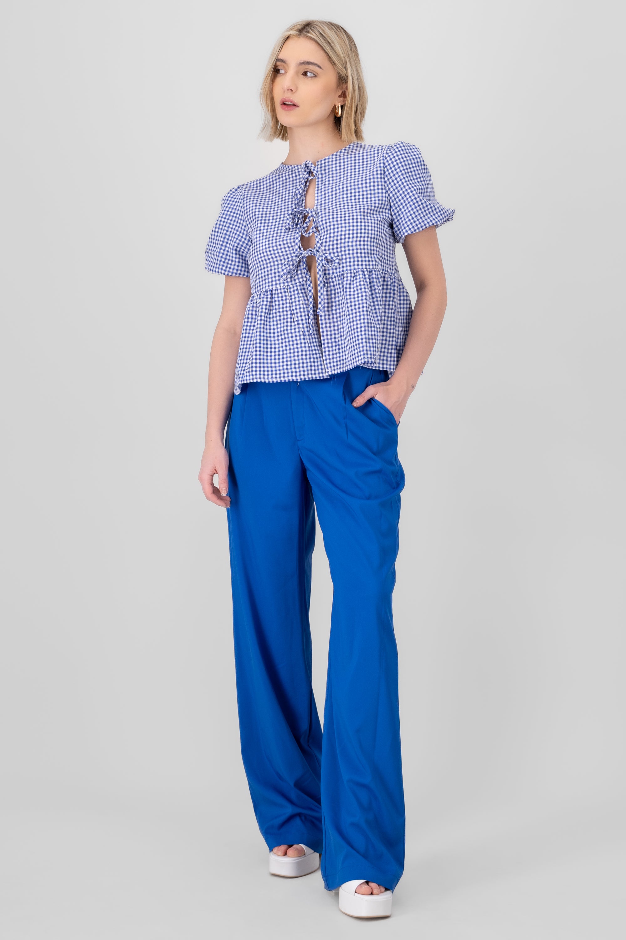 Basic Straight Leg Trousers ROYAL BLUE