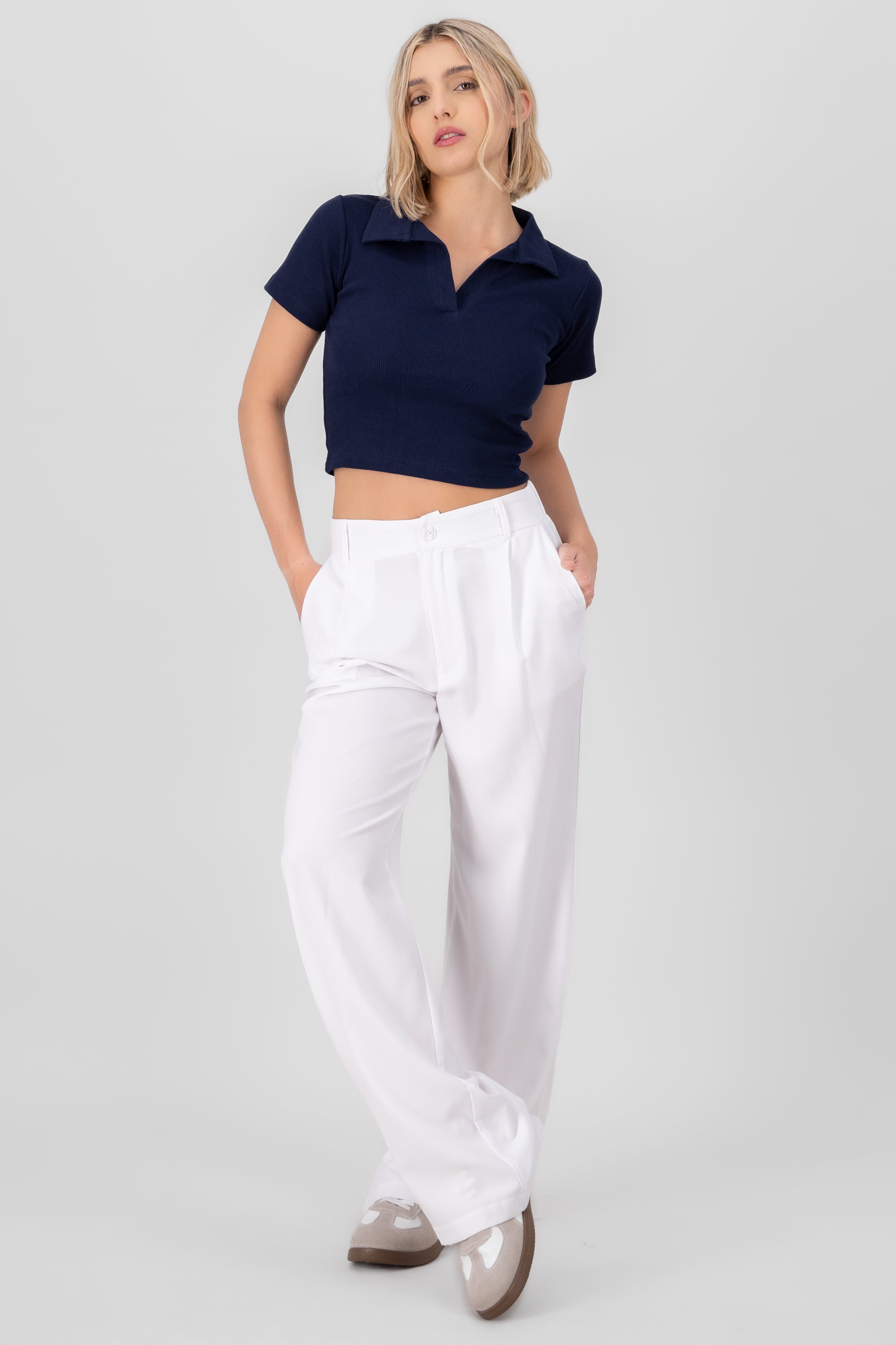 Basic Straight Leg Trousers WHITE