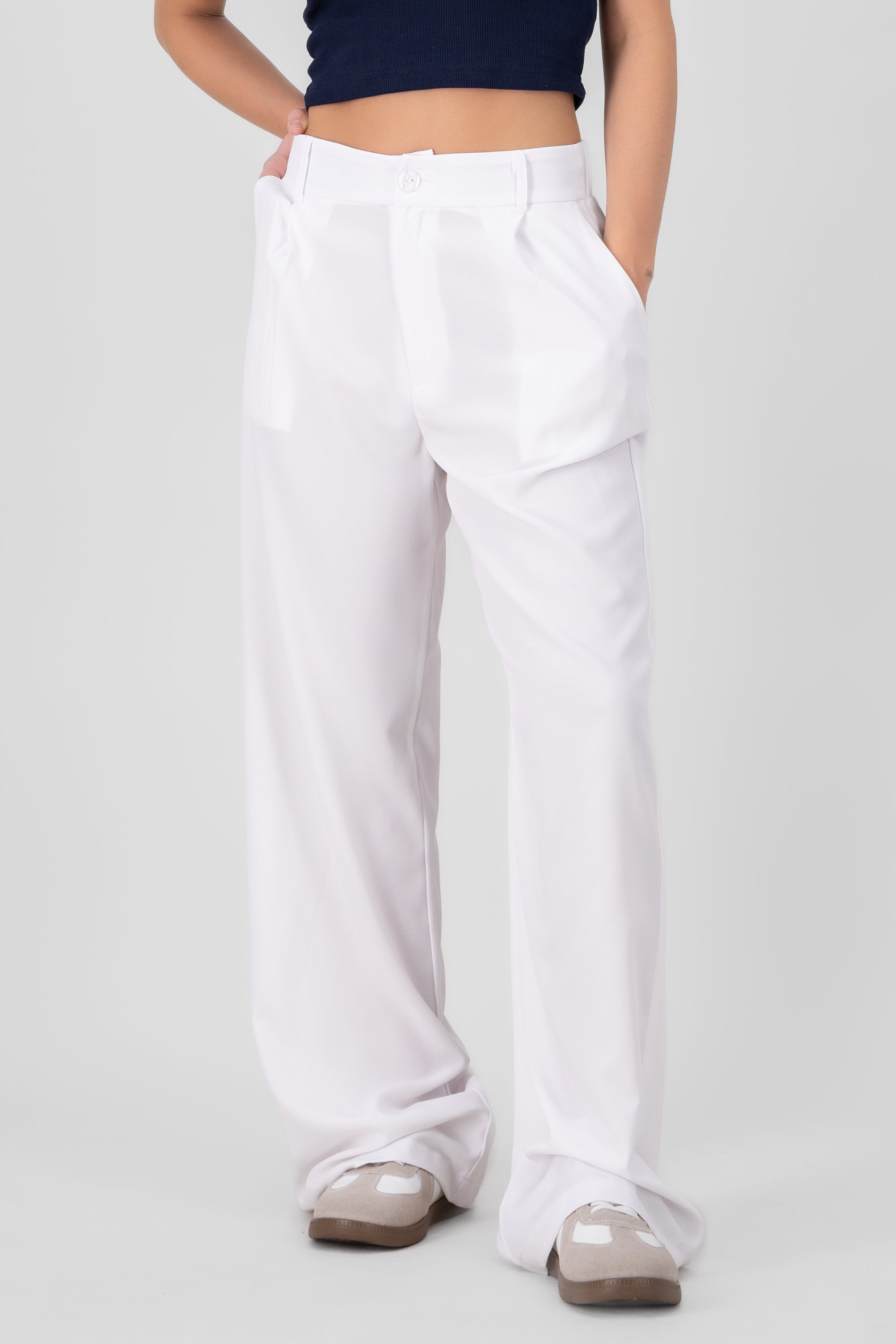 Basic Straight Leg Trousers WHITE