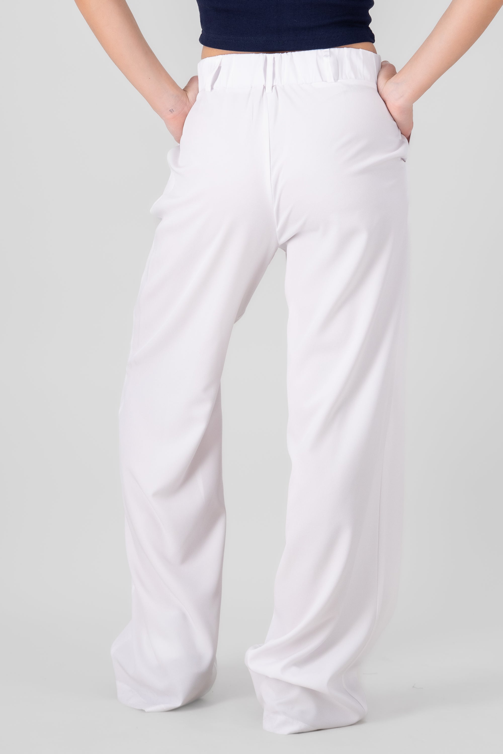 Basic Straight Leg Trousers WHITE