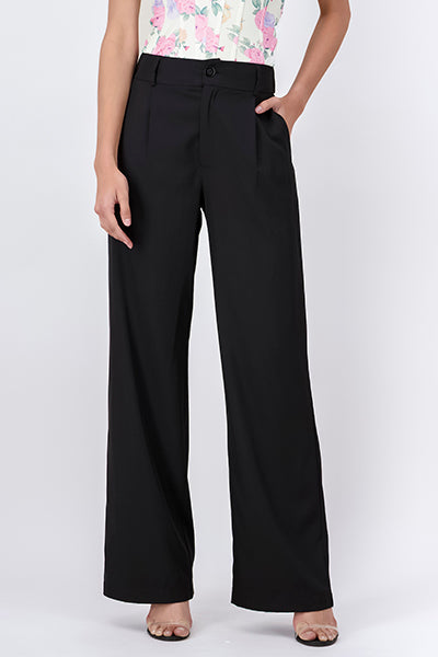 Basic Straight Leg Trousers BLACK