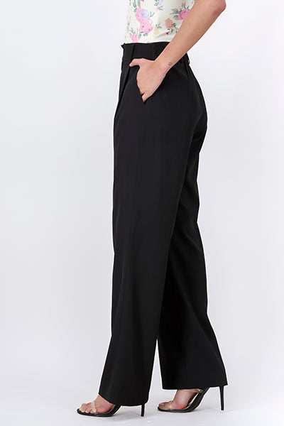 Basic Straight Leg Trousers BLACK