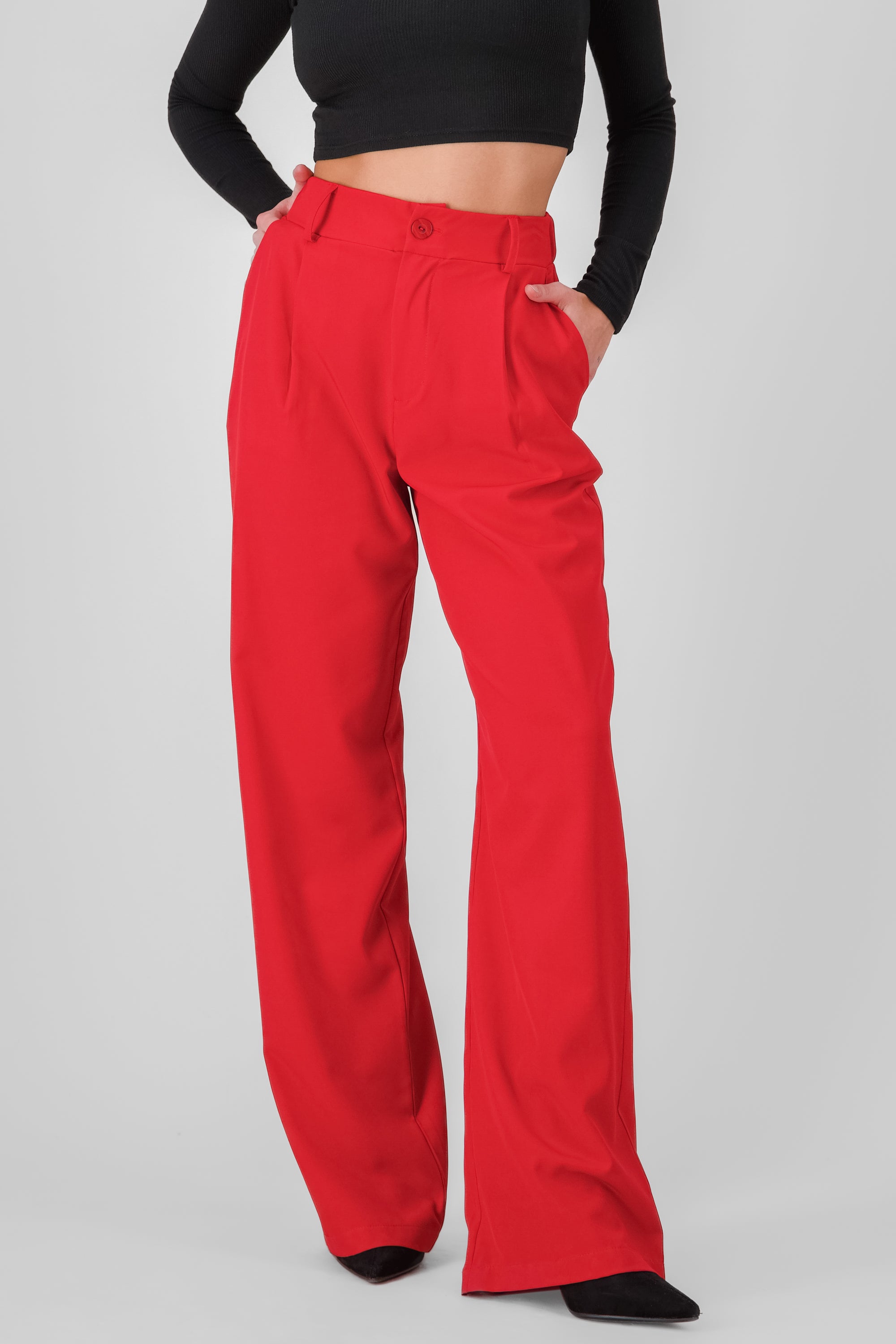 Basic Straight Leg Trousers RED