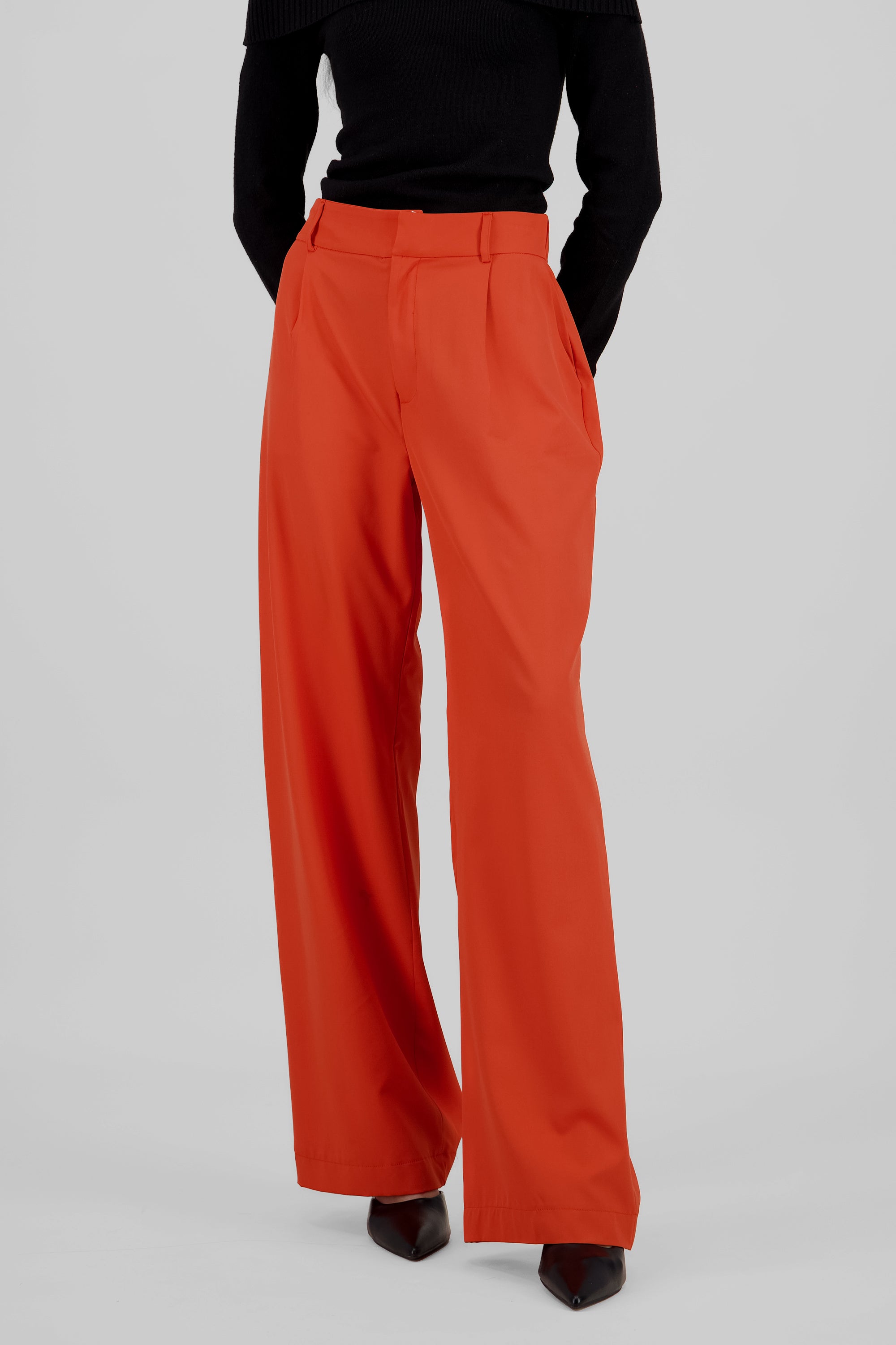 Basic Straight Leg Trousers BRICK RED