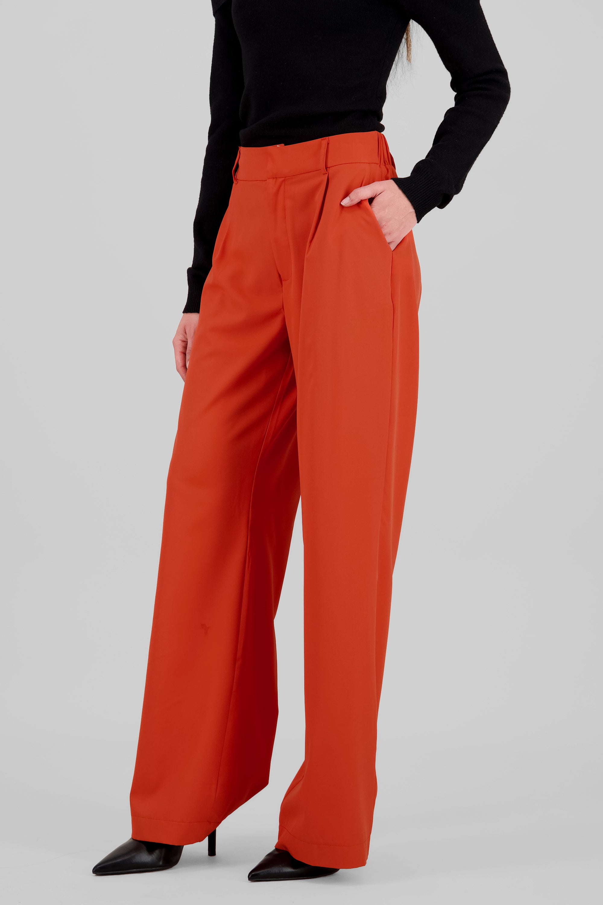 Basic Straight Leg Trousers BRICK RED