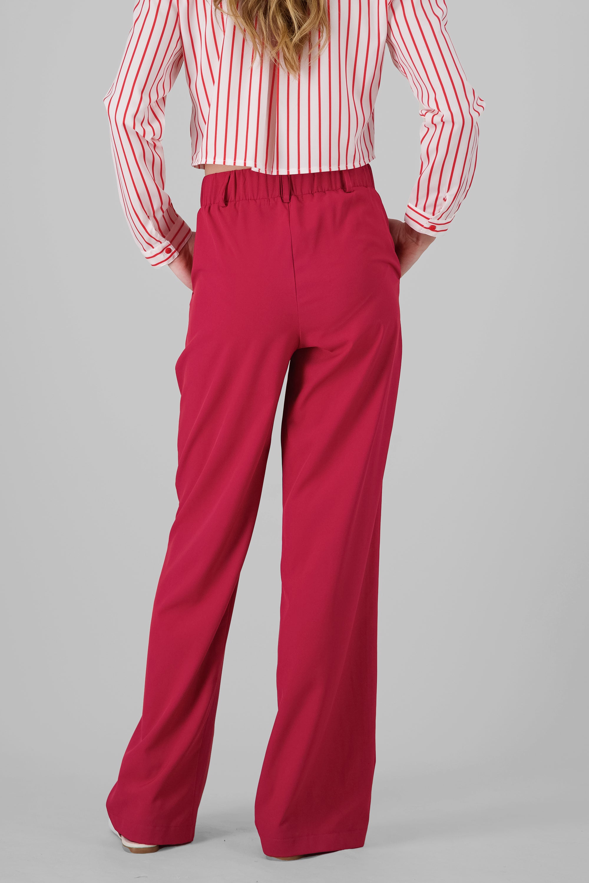 Basic Straight Leg Trousers BURGUNDY