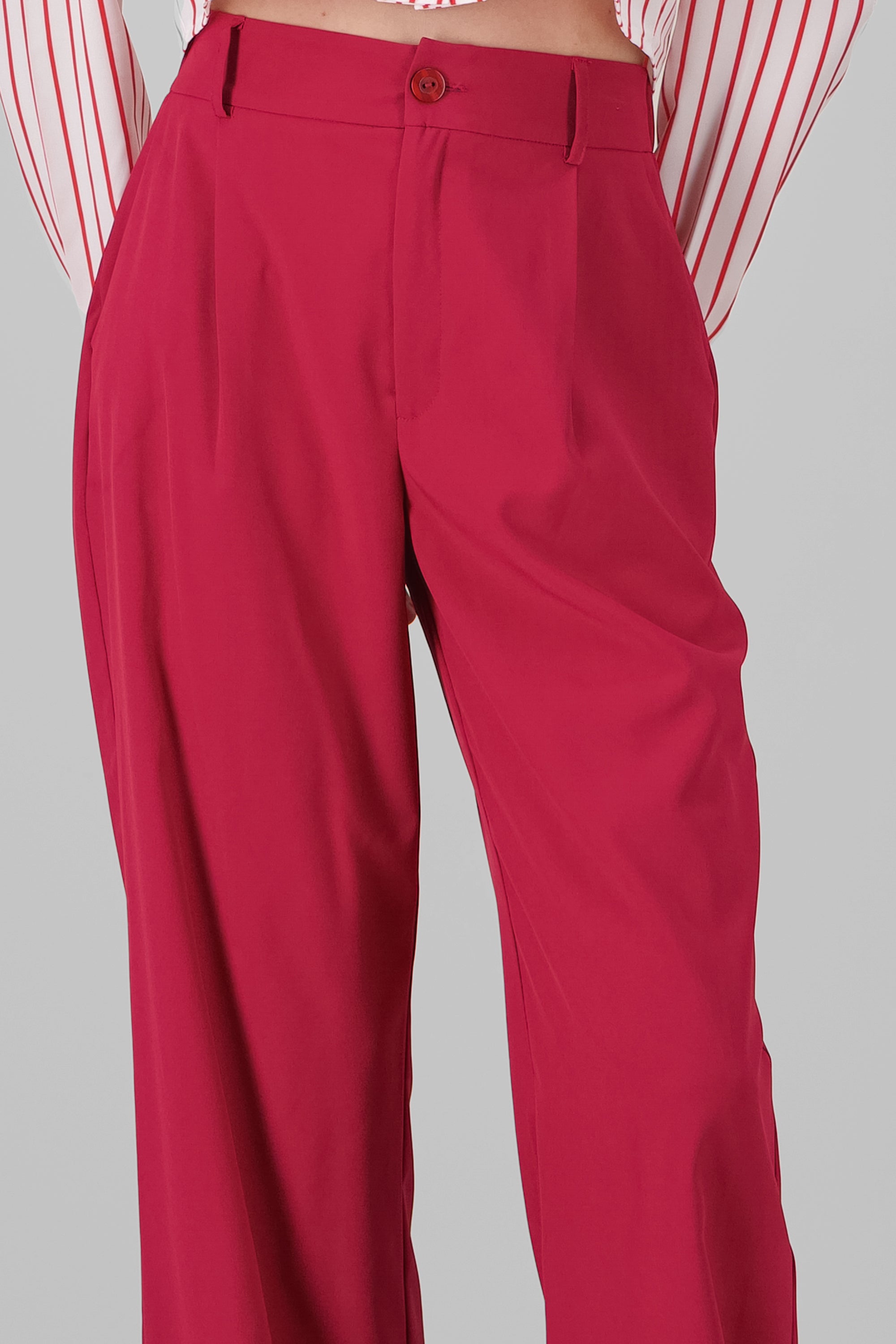 Basic Straight Leg Trousers BURGUNDY