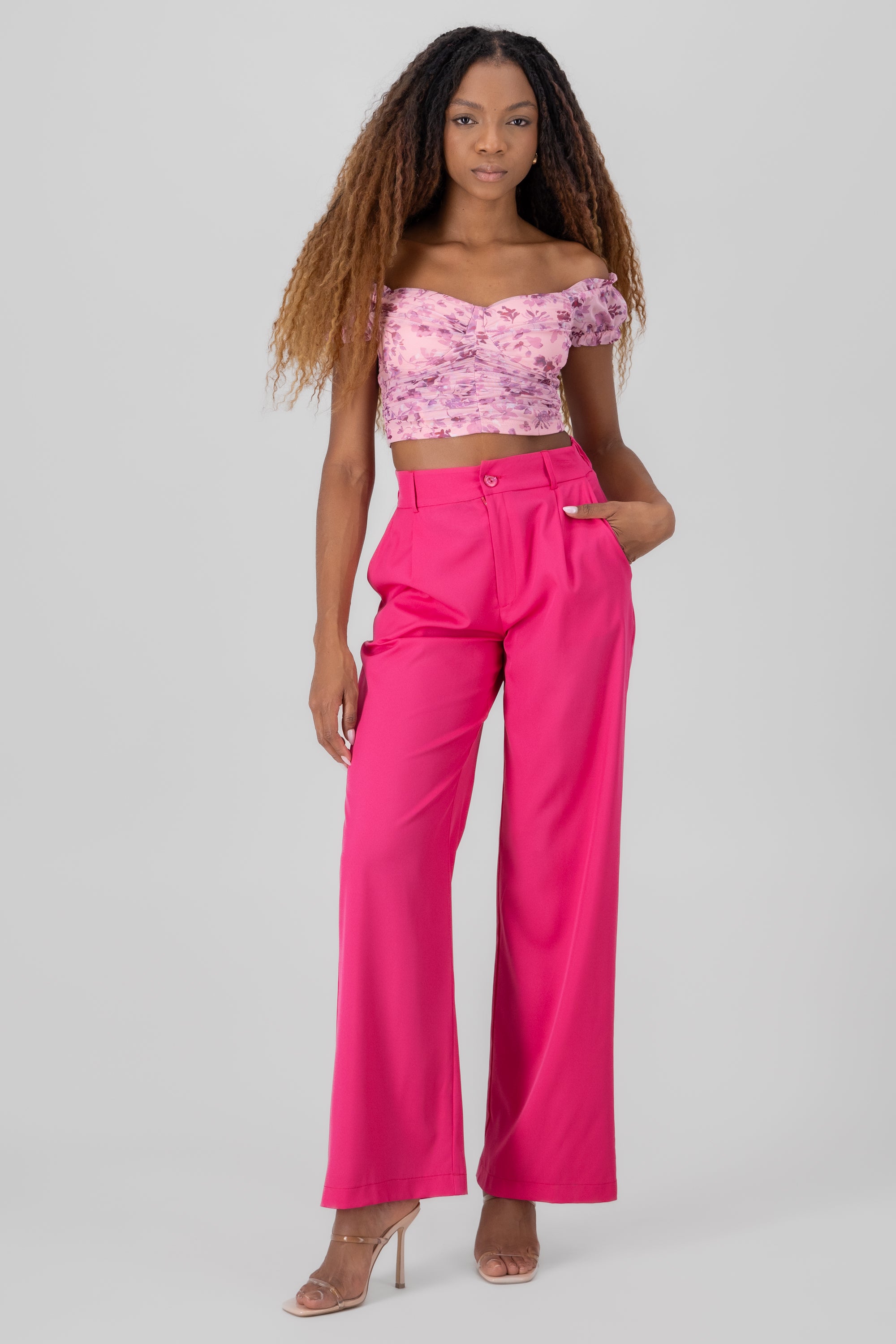 Basic Straight Leg Trousers FUCHSIA