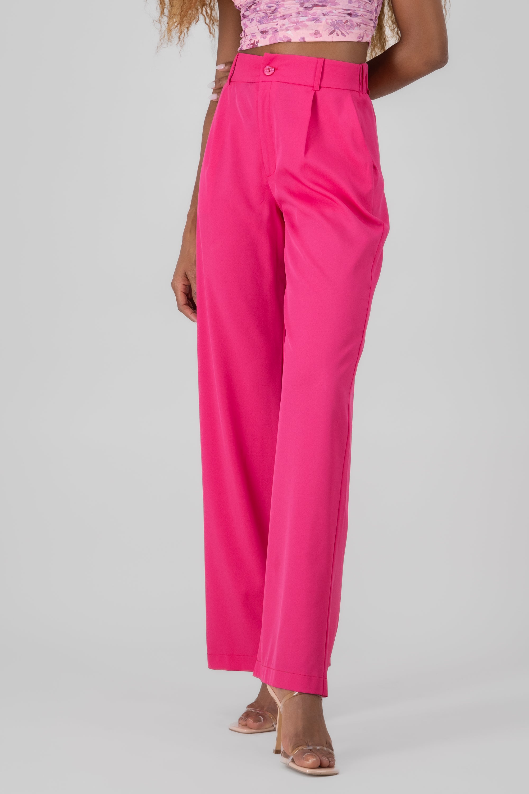 Basic Straight Leg Trousers FUCHSIA