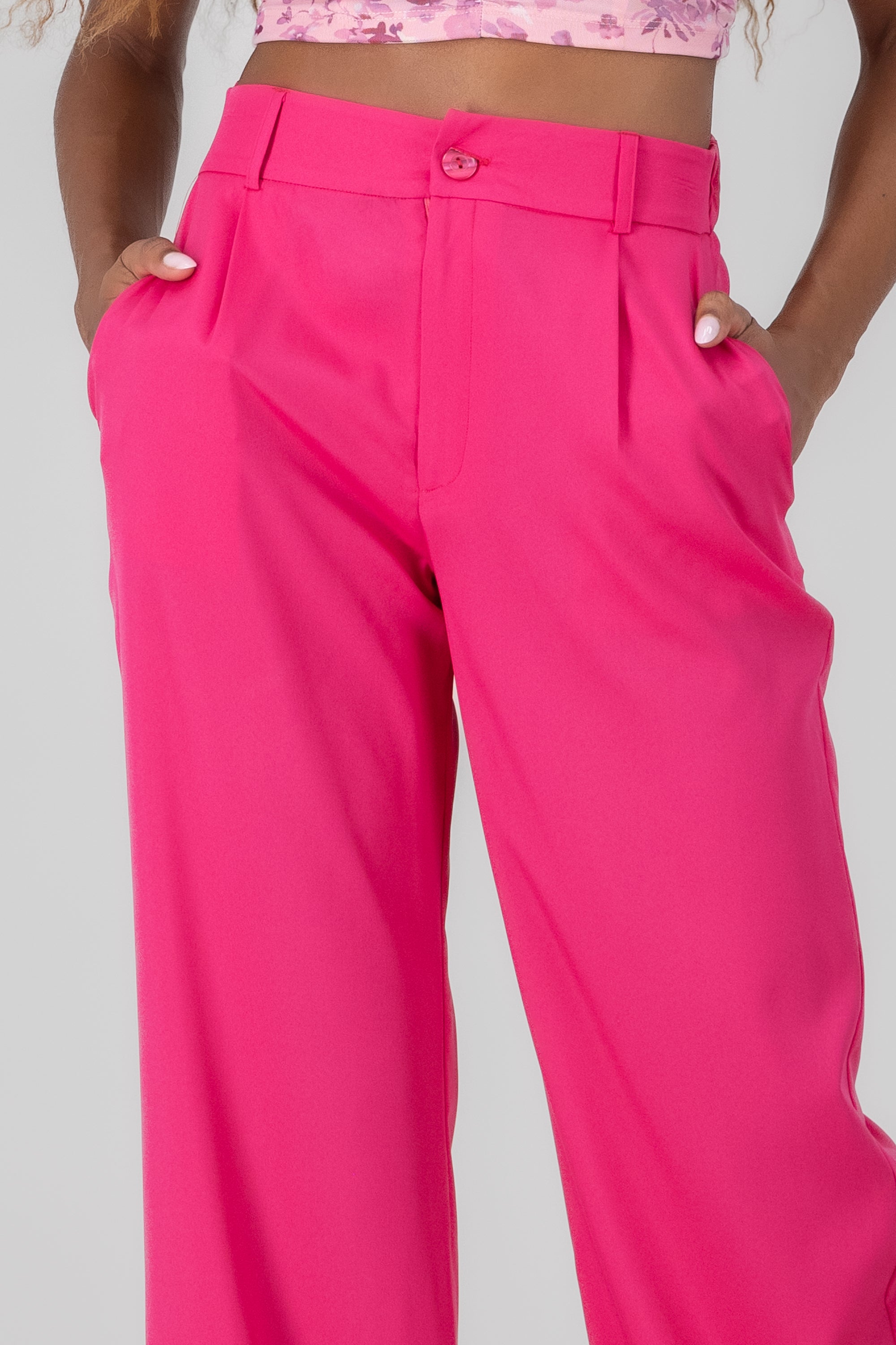 Basic Straight Leg Trousers FUCHSIA