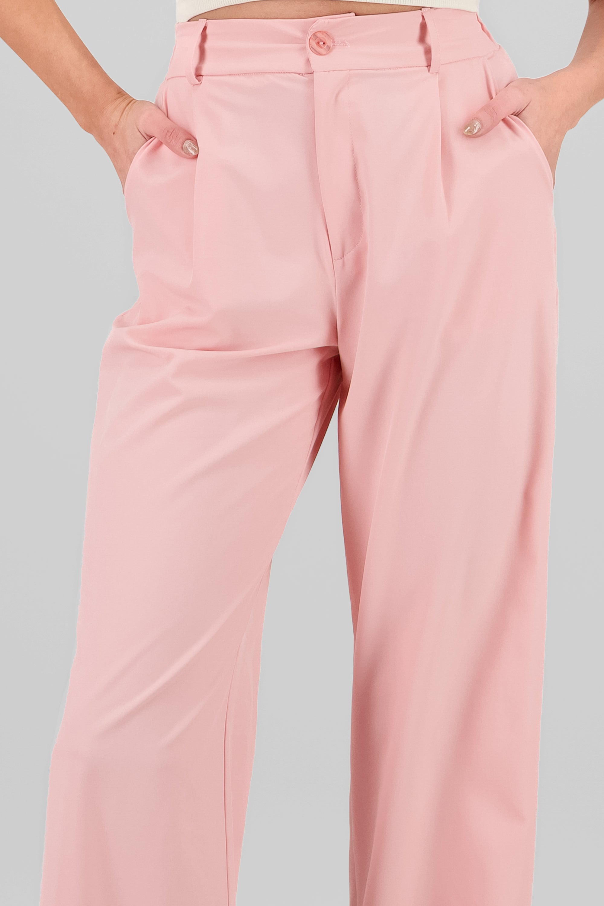 Basic Straight Leg Trousers PASTEL PINK