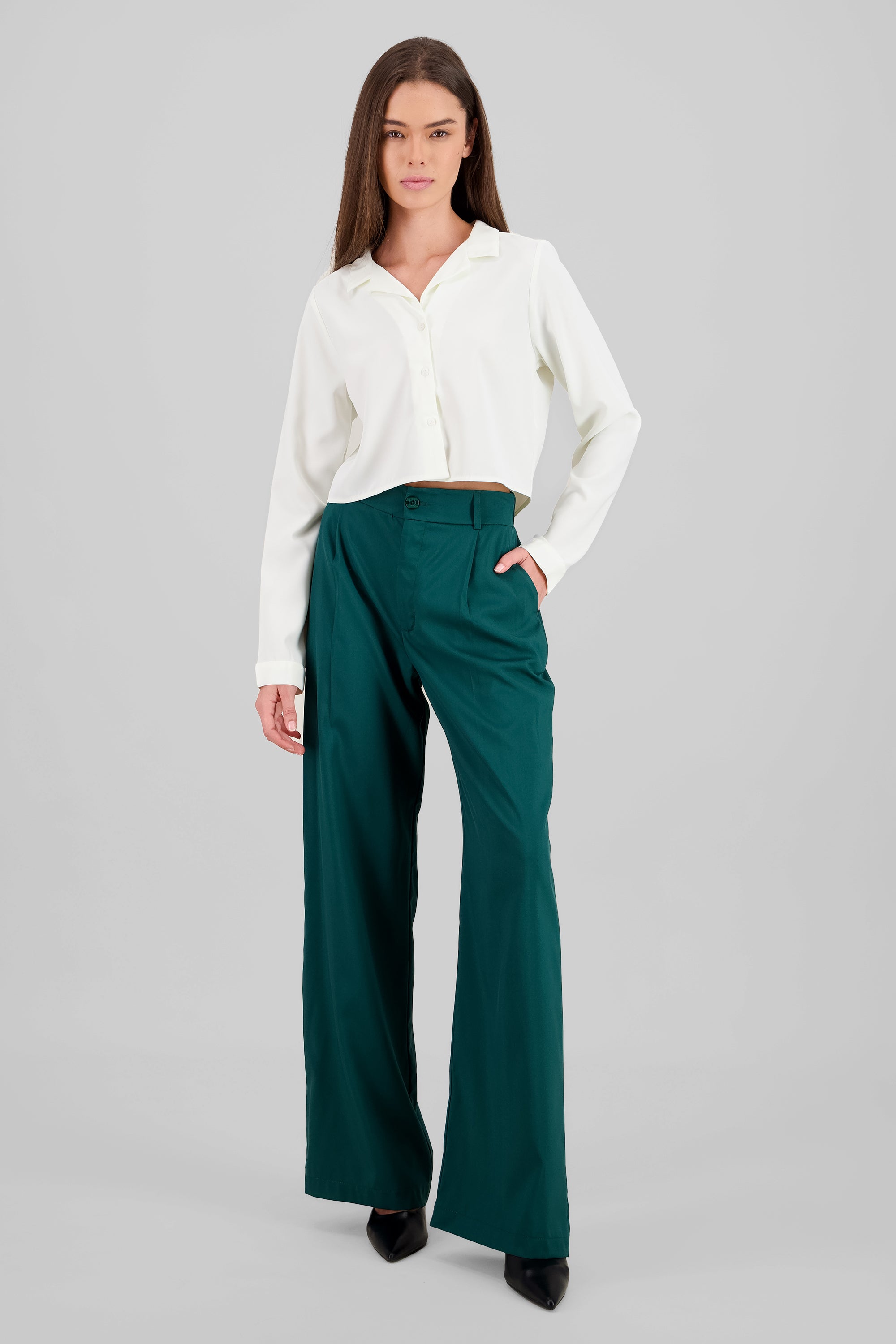 Basic Straight Leg Trousers HUNTER GREEN