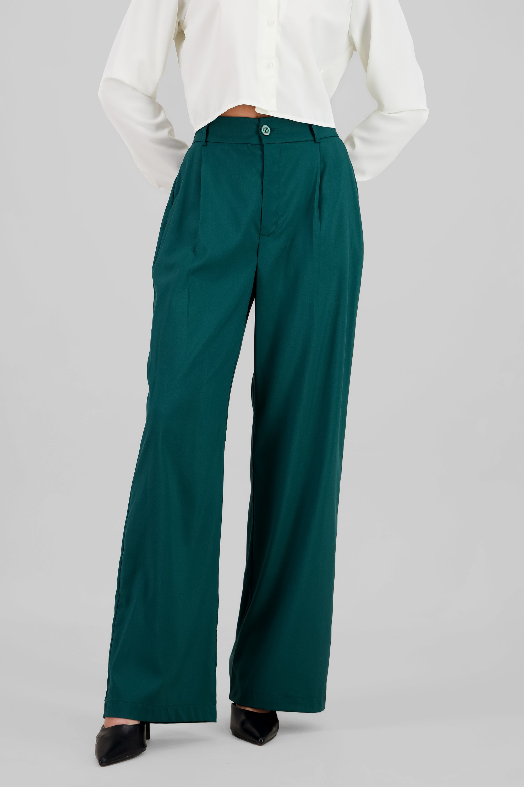 Basic Straight Leg Trousers HUNTER GREEN