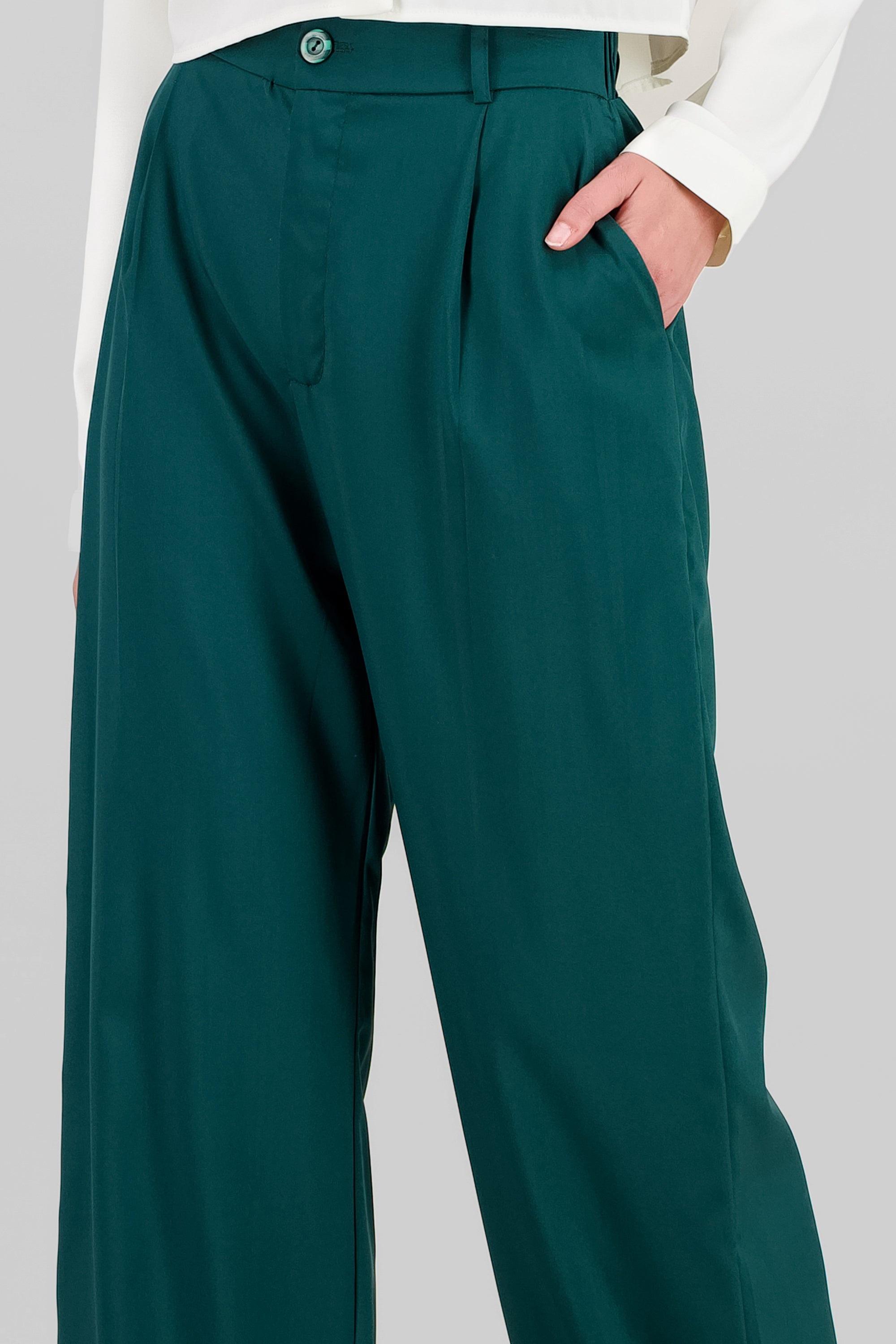 Basic Straight Leg Trousers HUNTER GREEN