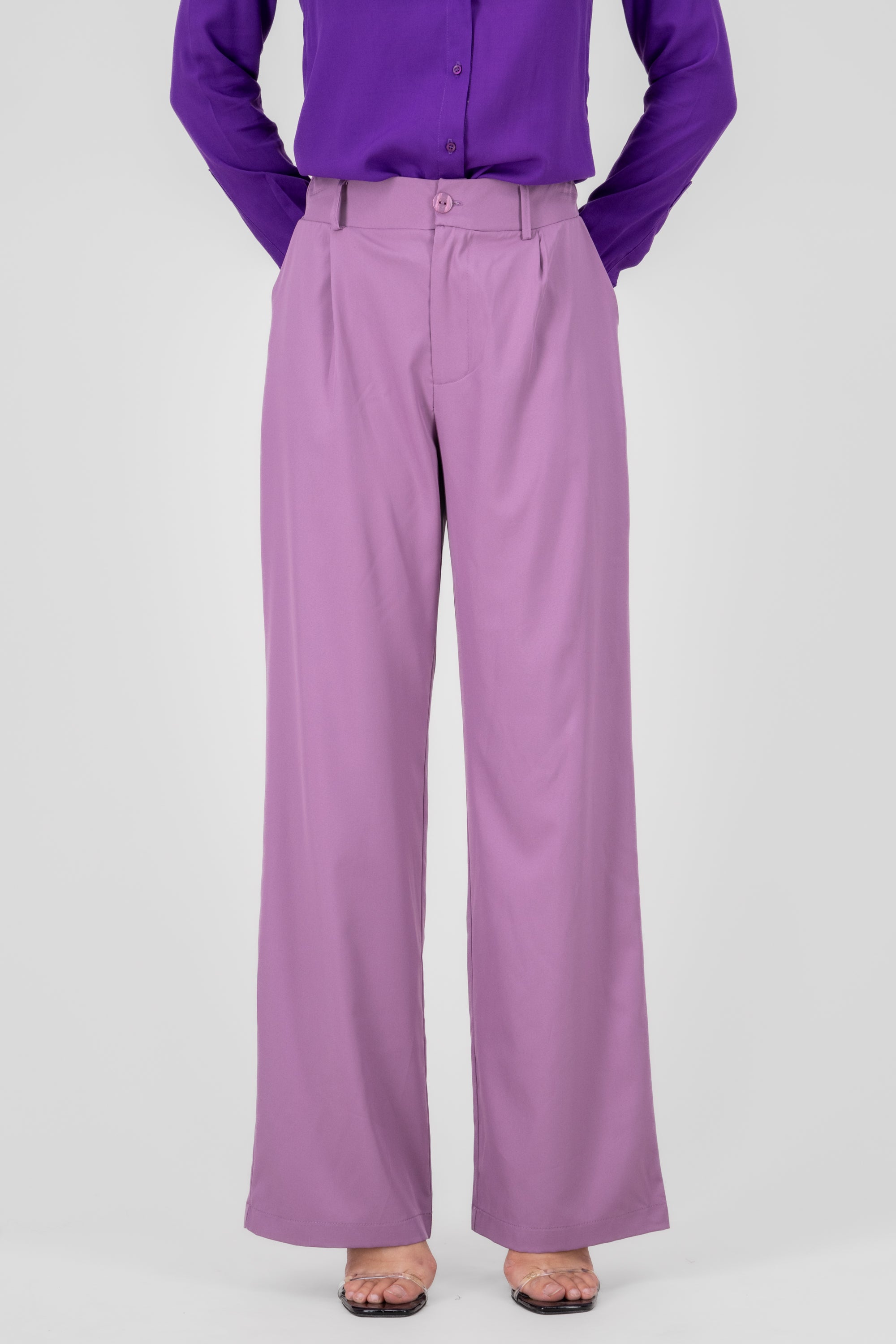 Basic Straight Leg Trousers DARK PURPLE