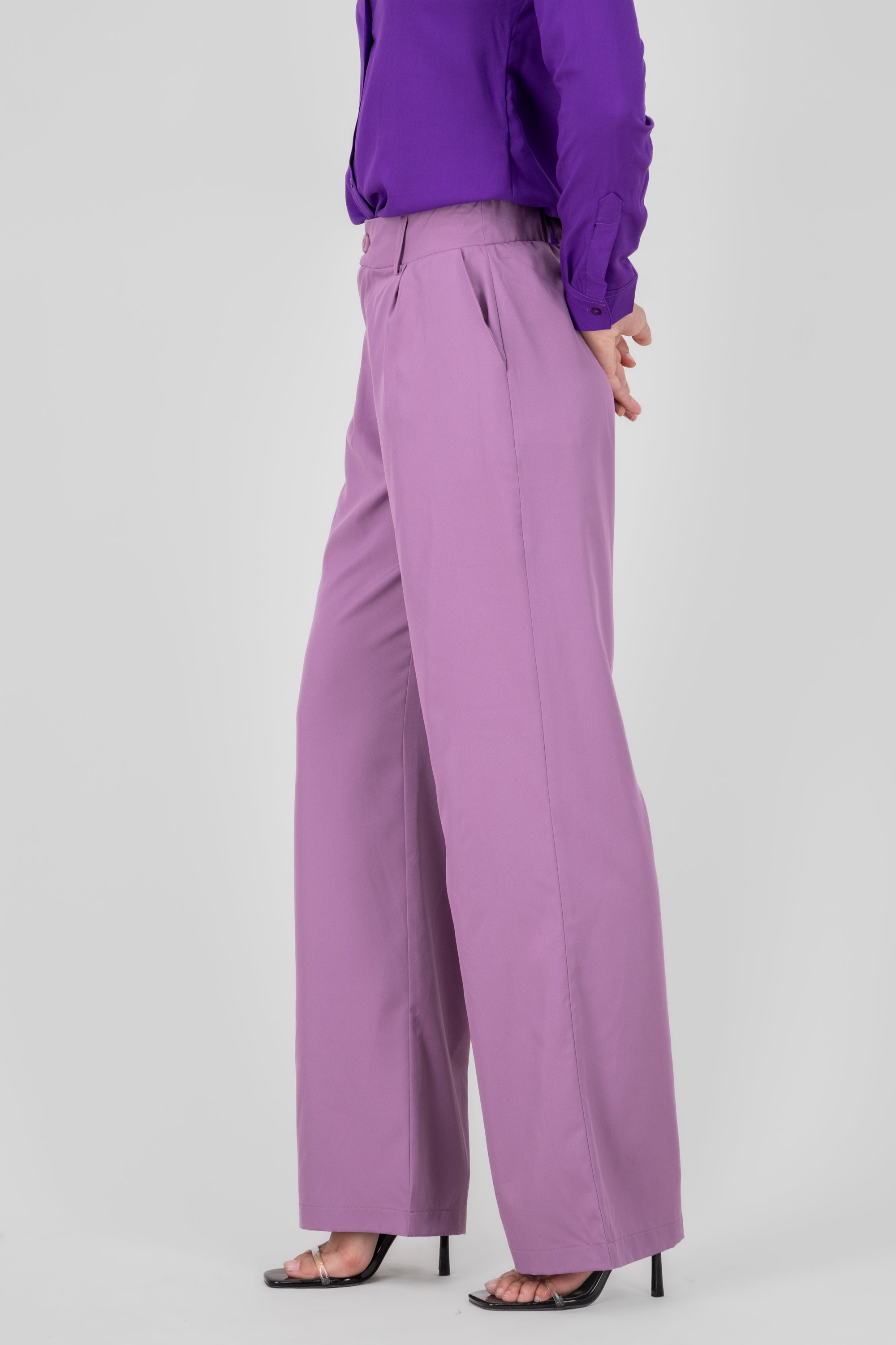 Basic Straight Leg Trousers DARK PURPLE