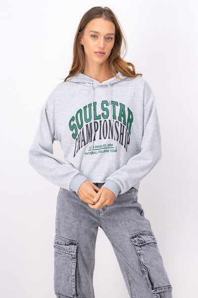 Soul Star Championship Slogan Hoodie GRAY