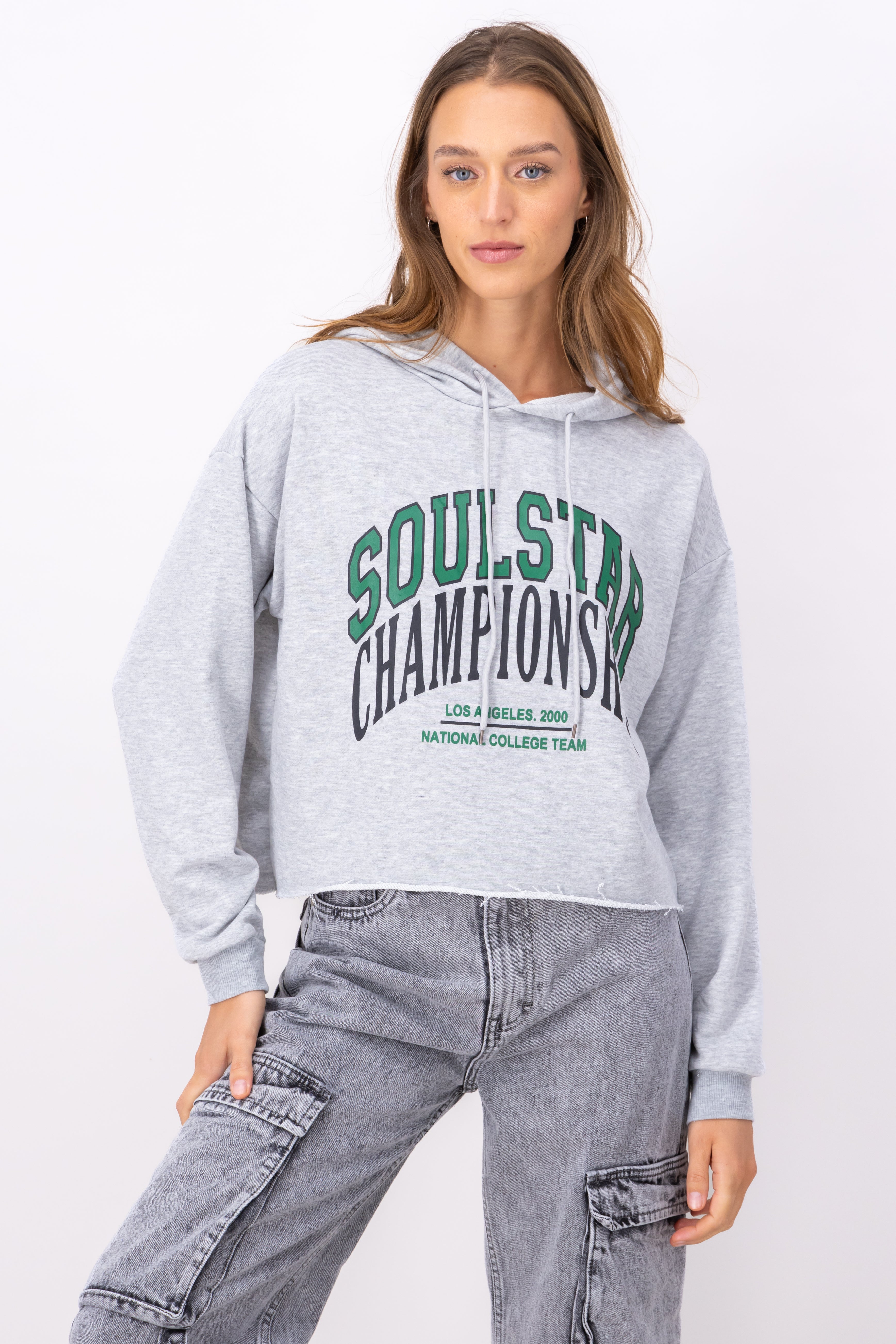 Soul Star Championship Slogan Hoodie GRAY