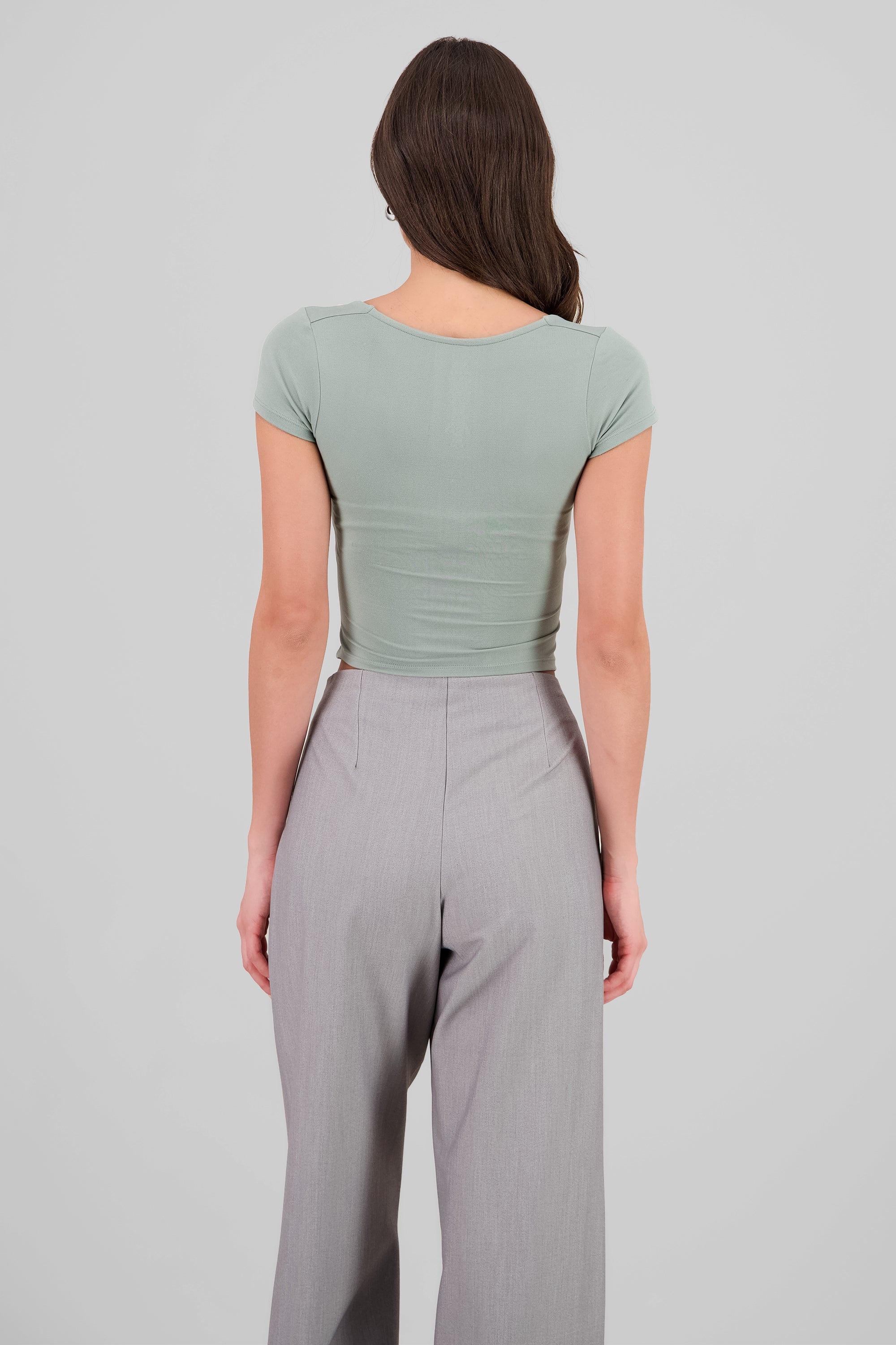 Extra Short Sleeve Fitted Crop Top SAGE