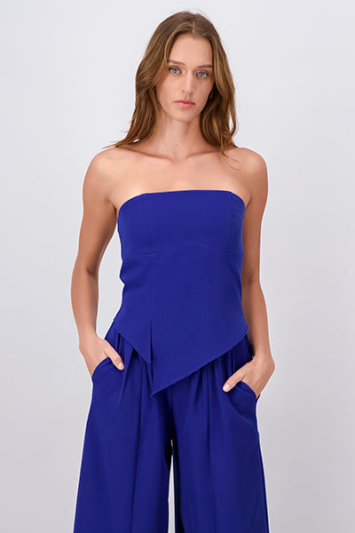 Asymmetric Strapless Tube Top ROYAL BLUE